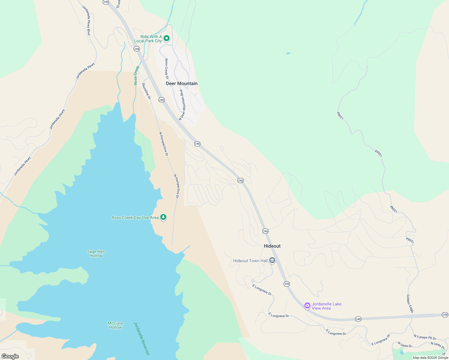 map of restaurants, bars, coffee shops, grocery stores, and more near 678 East Silver Hill Loop in Hideout