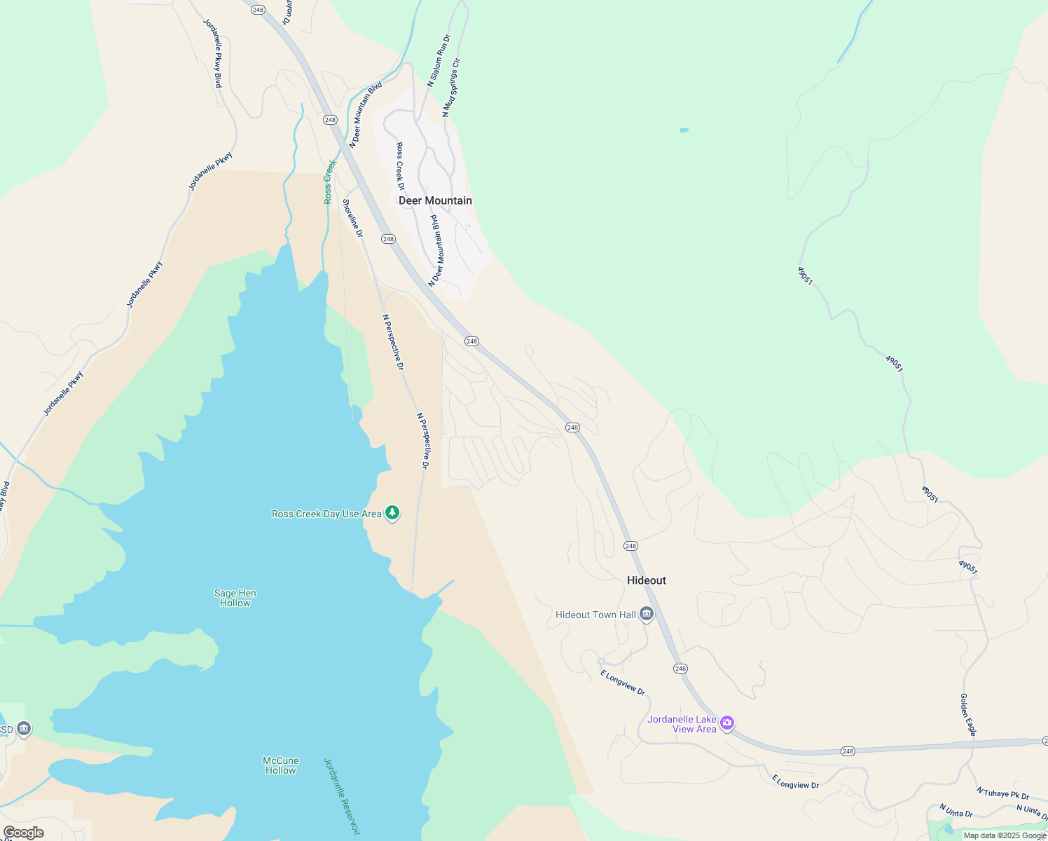 map of restaurants, bars, coffee shops, grocery stores, and more near 644 East Silver Hill Loop in Hideout