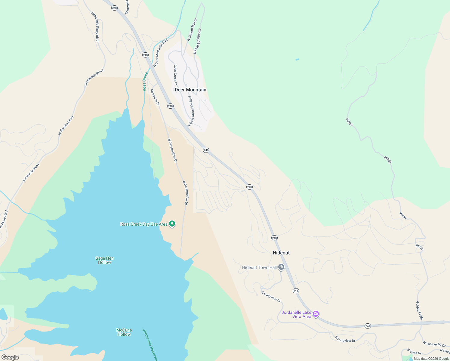 map of restaurants, bars, coffee shops, grocery stores, and more near 612 East Silver Hill Loop in Hideout