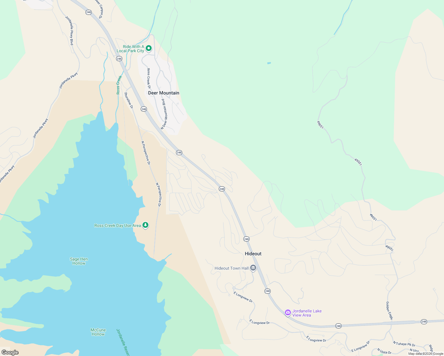 map of restaurants, bars, coffee shops, grocery stores, and more near 801 East Klaim Drive in Hideout
