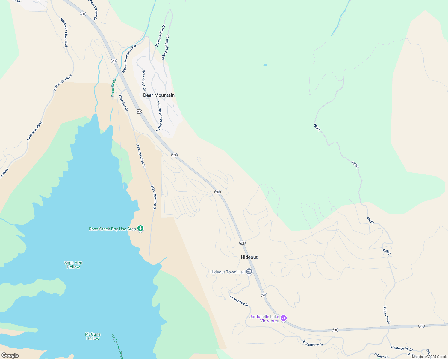 map of restaurants, bars, coffee shops, grocery stores, and more near 853 East Miner Way in Hideout