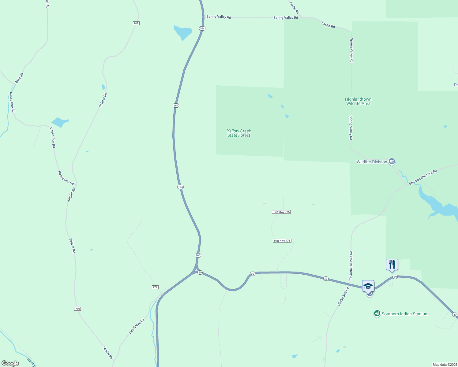 map of restaurants, bars, coffee shops, grocery stores, and more near in Salineville