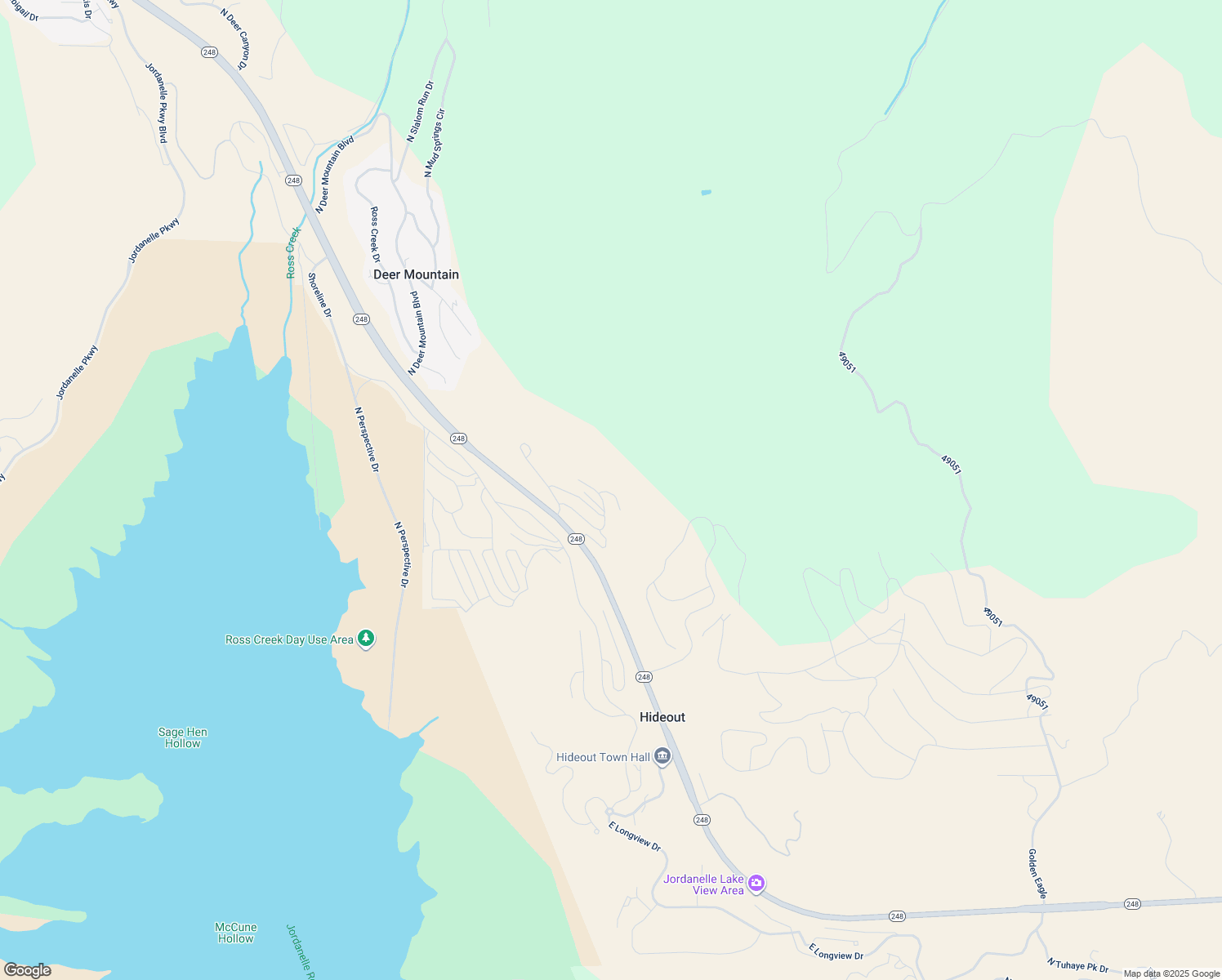 map of restaurants, bars, coffee shops, grocery stores, and more near 893 East Grizzly Draw Court in Hideout