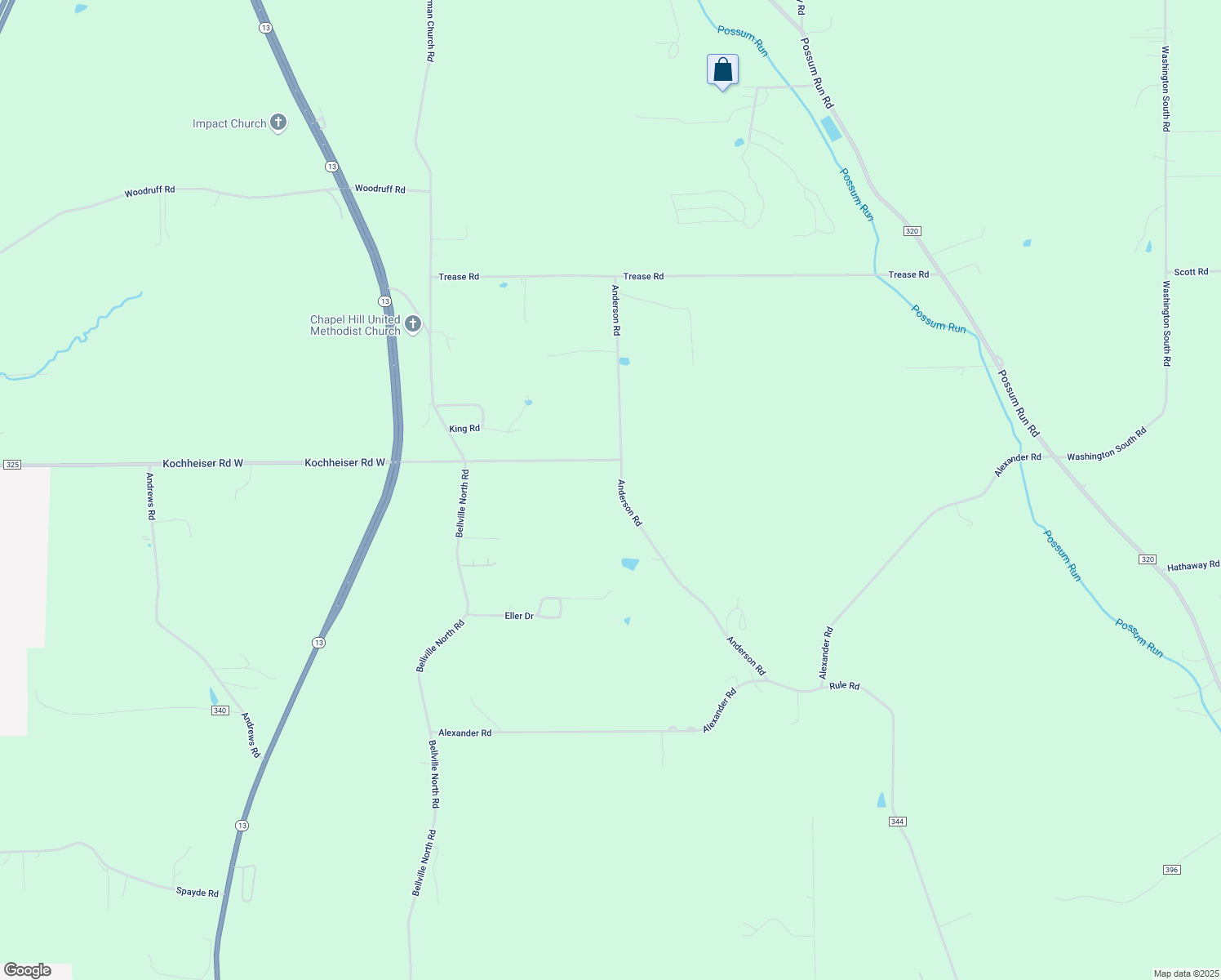 map of restaurants, bars, coffee shops, grocery stores, and more near 3860-3996 Township Highway 343 in Bellville