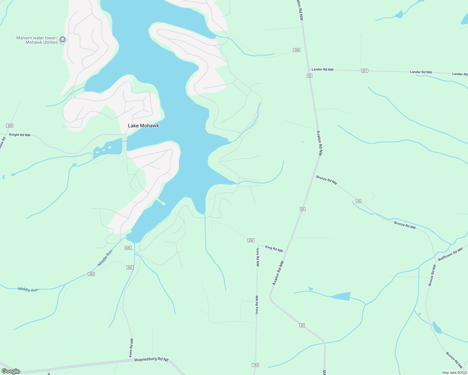 map of restaurants, bars, coffee shops, grocery stores, and more near 408 E Mohawk Dr in Malvern