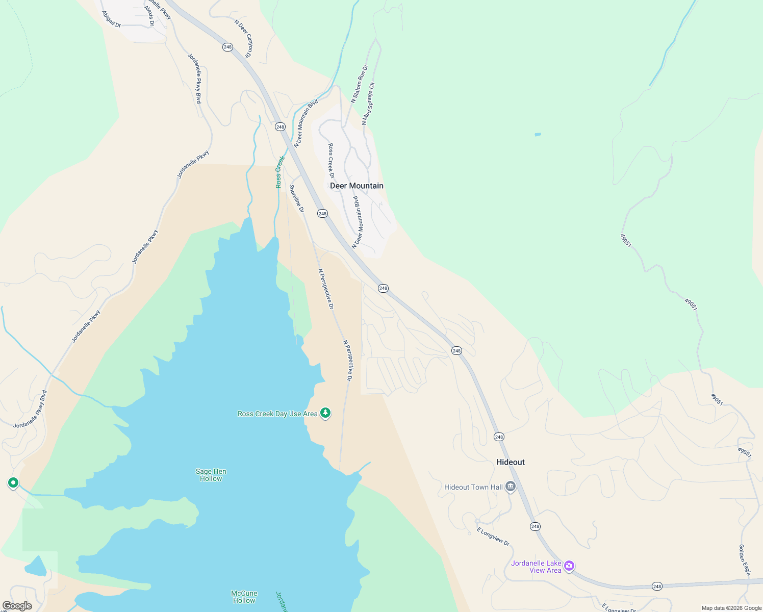 map of restaurants, bars, coffee shops, grocery stores, and more near 409 E. Overlook Loop in Hideout