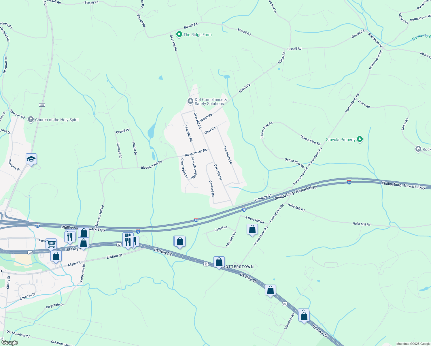 map of restaurants, bars, coffee shops, grocery stores, and more near 37 Deer Hill Road in Lebanon