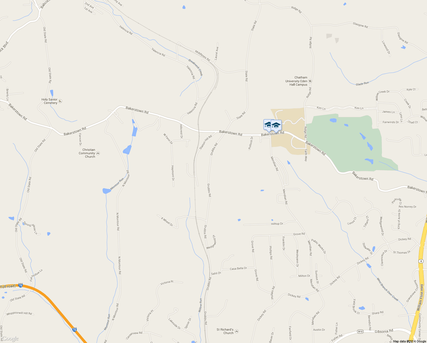 map of restaurants, bars, coffee shops, grocery stores, and more near 5547 Grubbs Road in Gibsonia