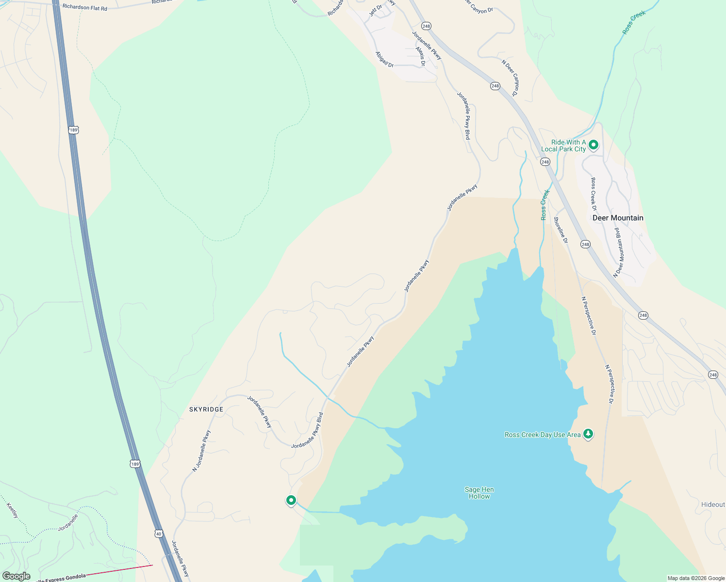map of restaurants, bars, coffee shops, grocery stores, and more near Parks Edge to Jordanelle Trail in Heber City