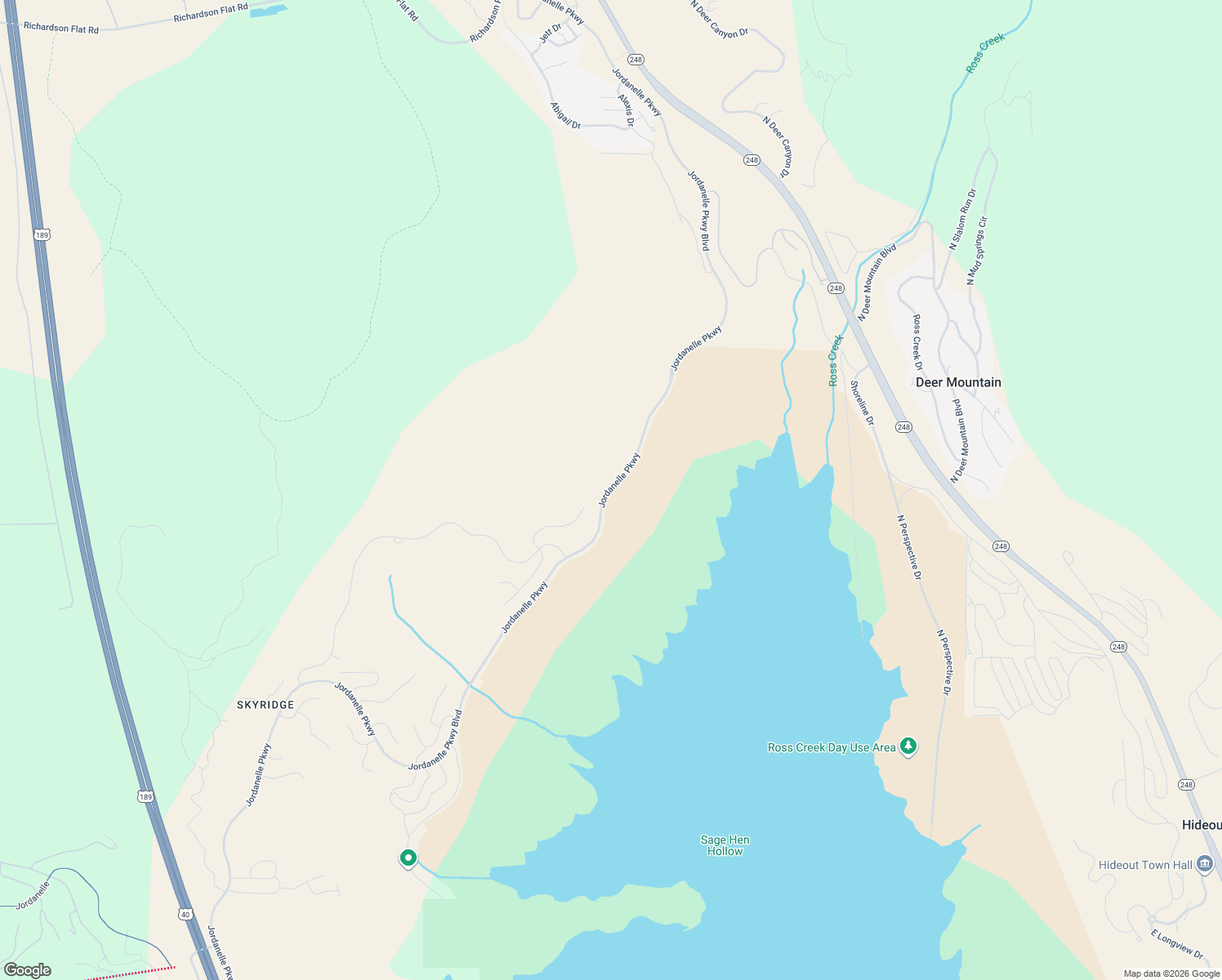 map of restaurants, bars, coffee shops, grocery stores, and more near Parks Edge to Jordanelle Trail in Heber City