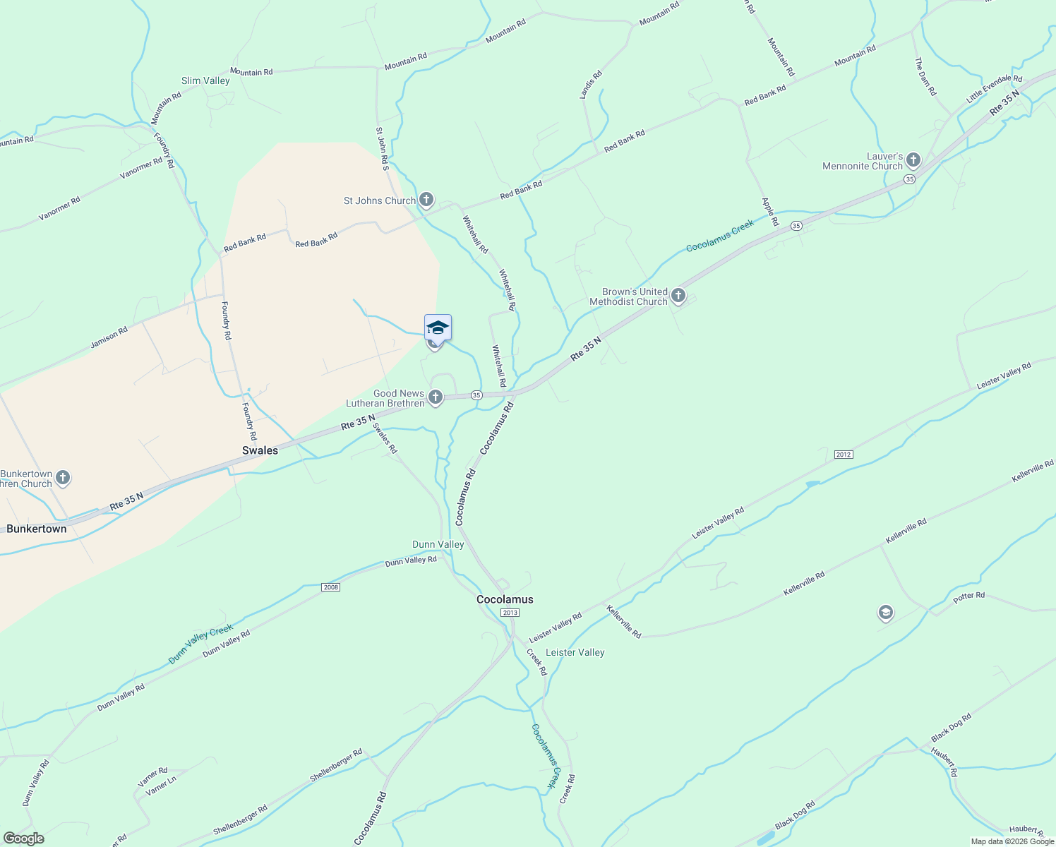 map of restaurants, bars, coffee shops, grocery stores, and more near 3322 Cocolamus Road in Cocolamus