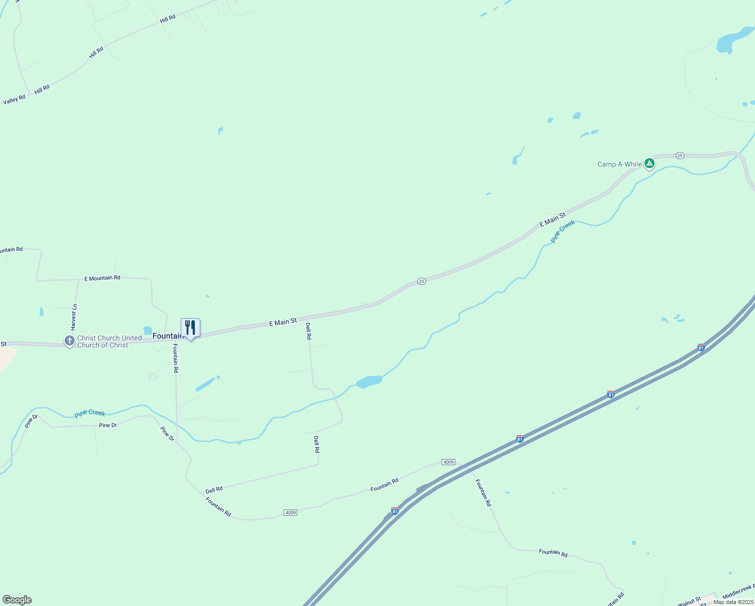 map of restaurants, bars, coffee shops, grocery stores, and more near 1784 East Main Street in Hegins