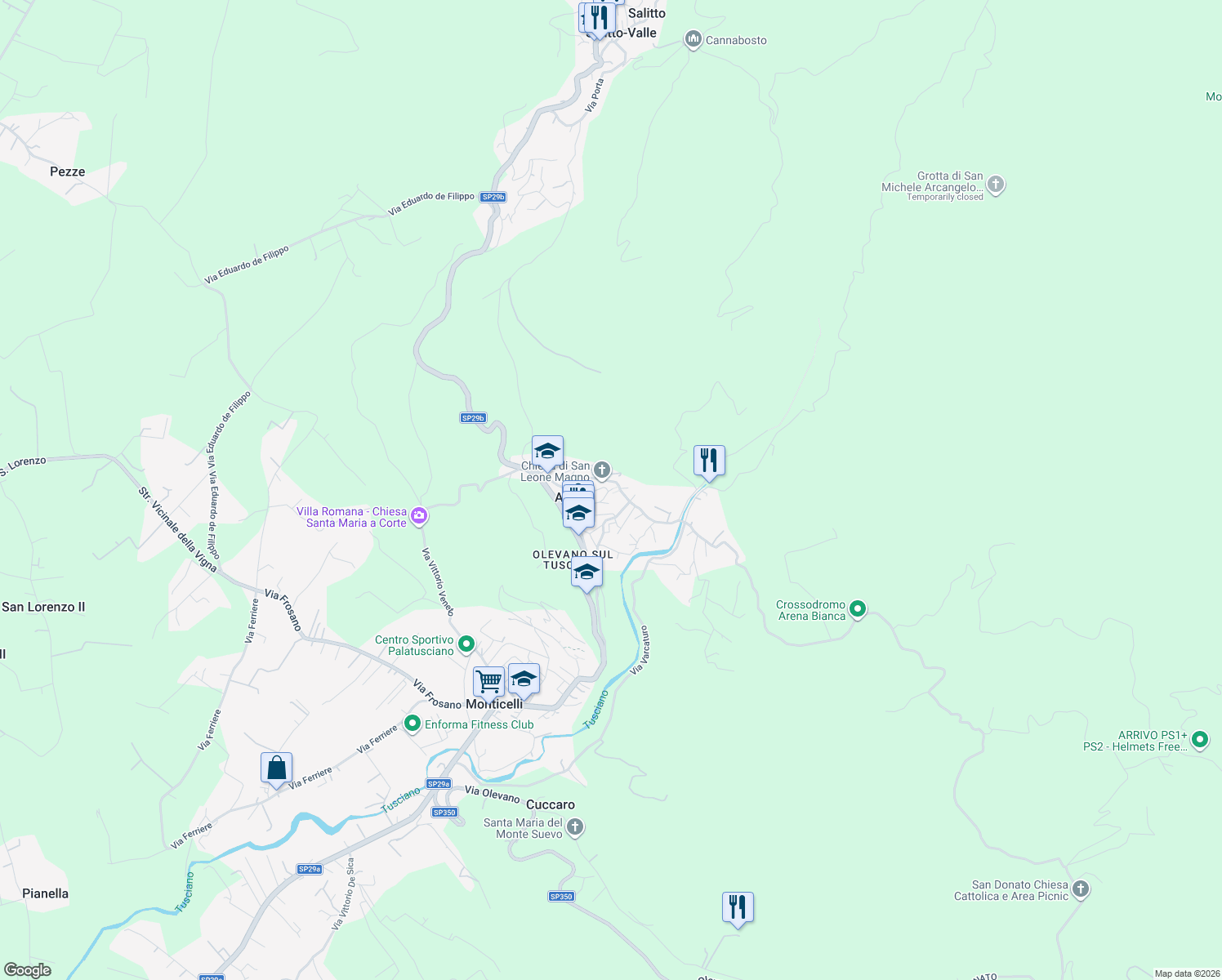 map of restaurants, bars, coffee shops, grocery stores, and more near 26 Via Nazario Sauro in Ariano