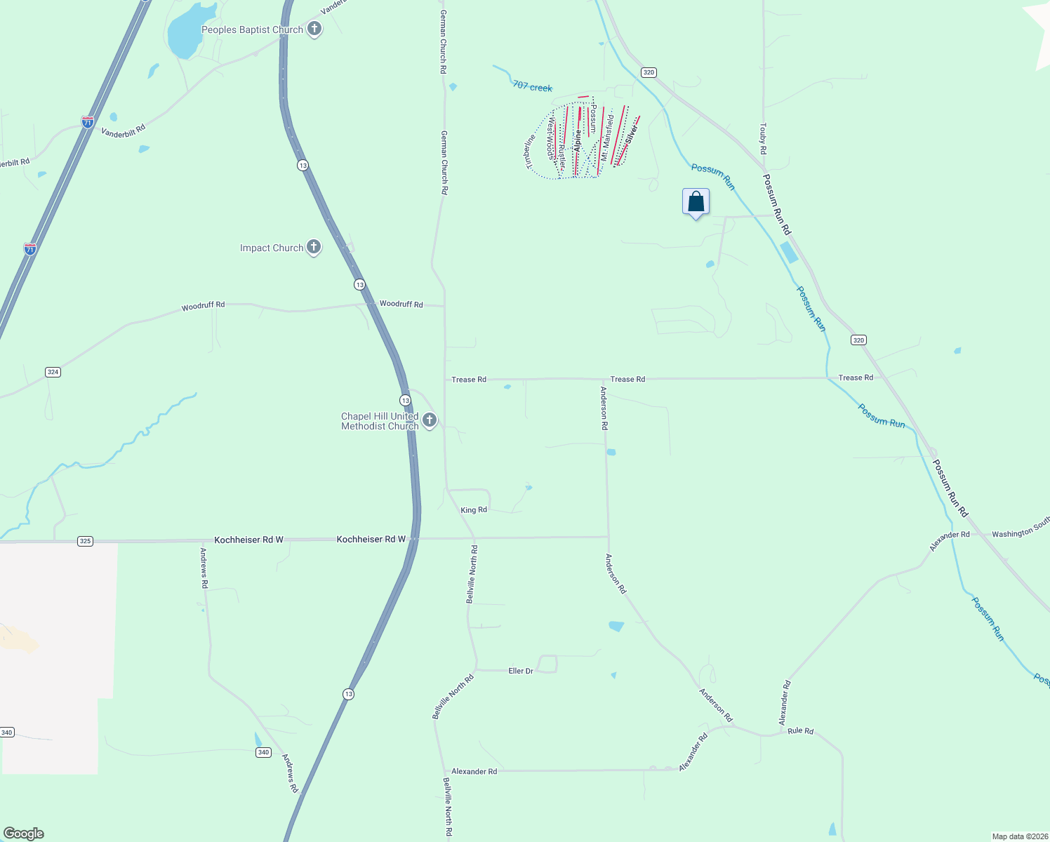 map of restaurants, bars, coffee shops, grocery stores, and more near 150 Trease Road in Bellville