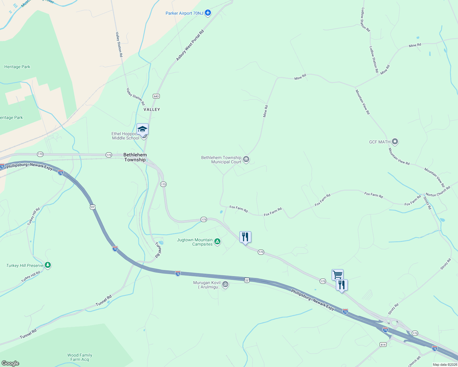 map of restaurants, bars, coffee shops, grocery stores, and more near 391 Mine Road in Asbury