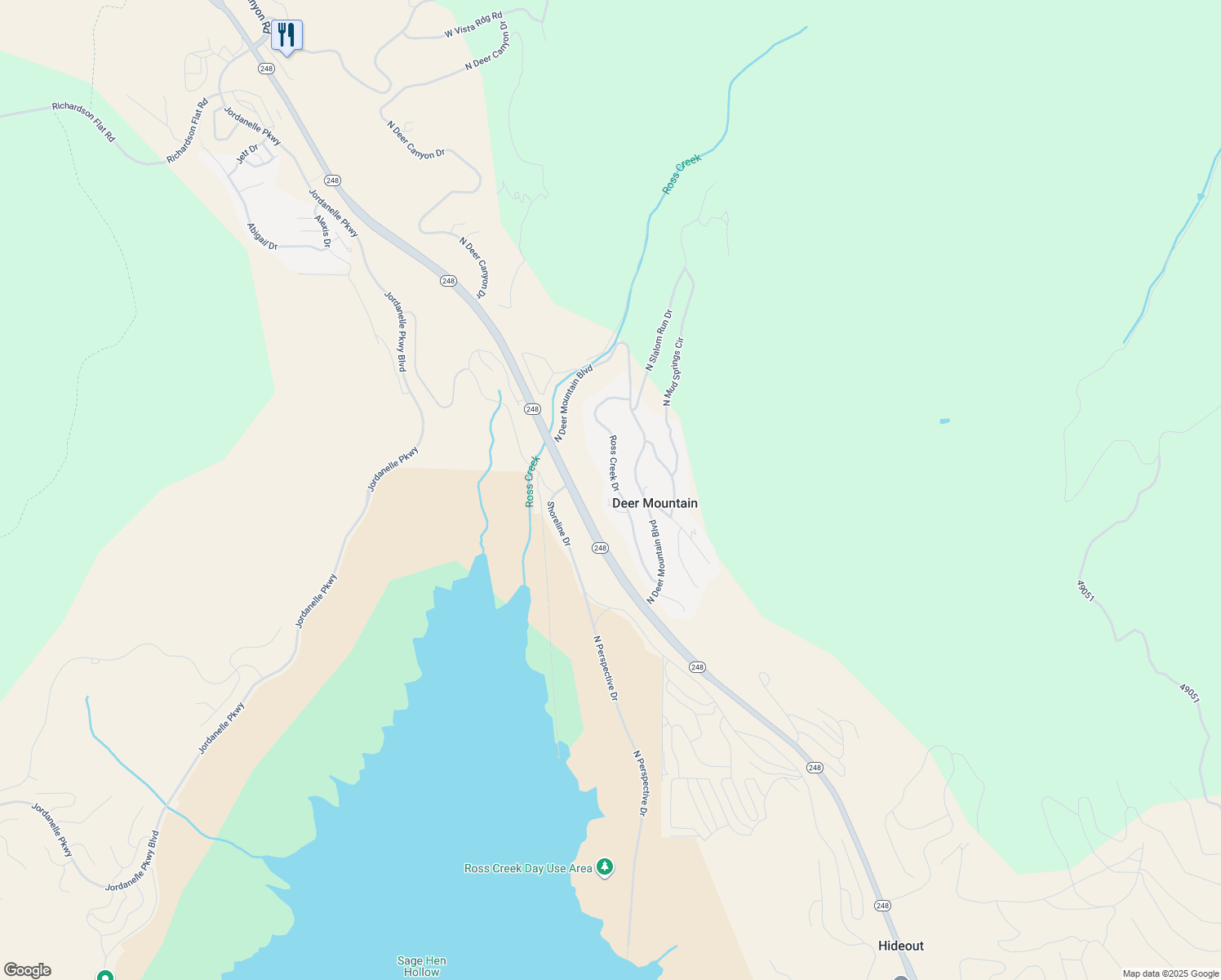 map of restaurants, bars, coffee shops, grocery stores, and more near 12377 Ross Creek Drive in Kamas
