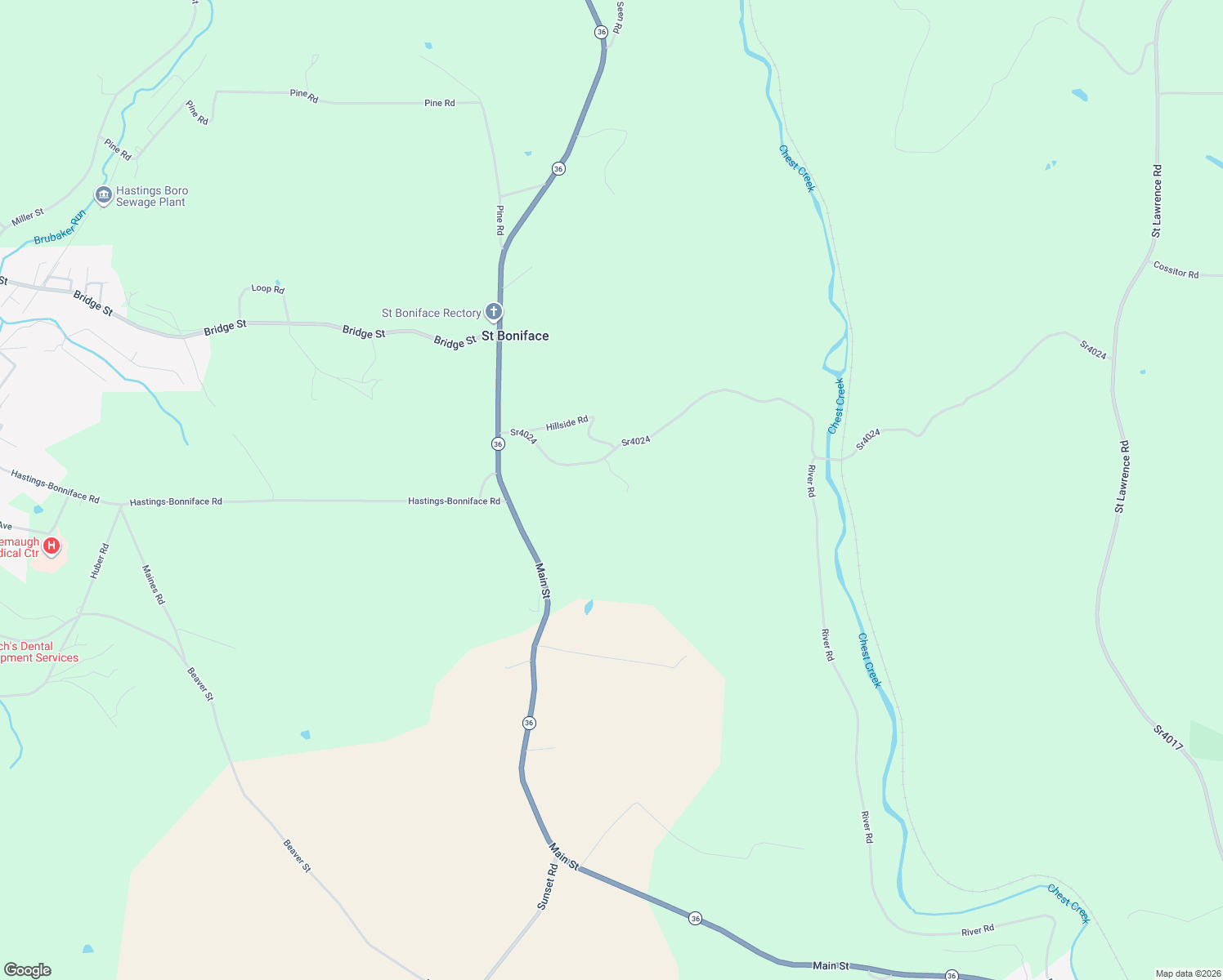 map of restaurants, bars, coffee shops, grocery stores, and more near 124 Hemlock Road in Patton