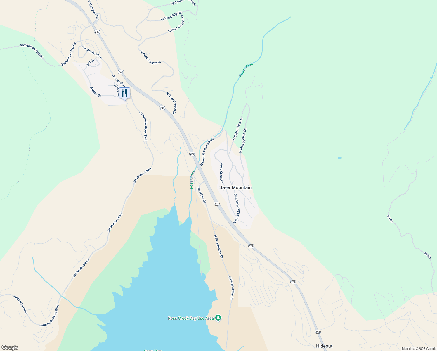 map of restaurants, bars, coffee shops, grocery stores, and more near 12403 Ross Creek Drive in Kamas