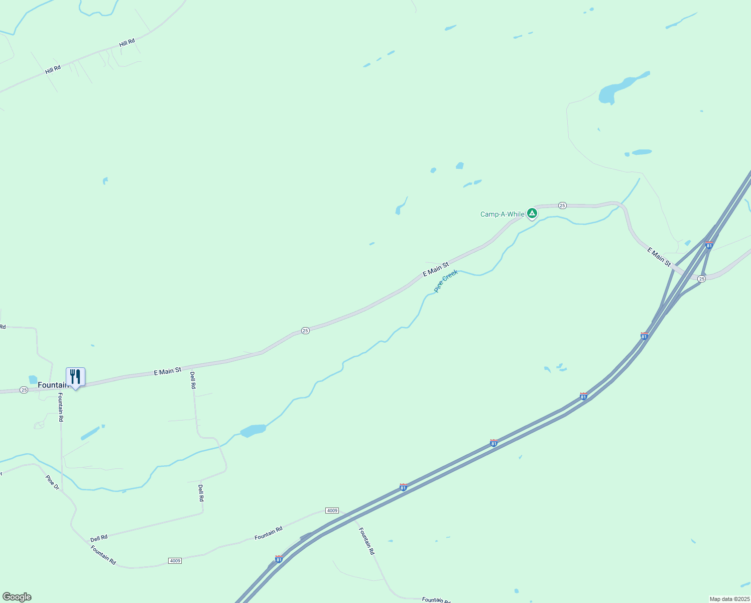 map of restaurants, bars, coffee shops, grocery stores, and more near 1784 East Main Street in Hegins