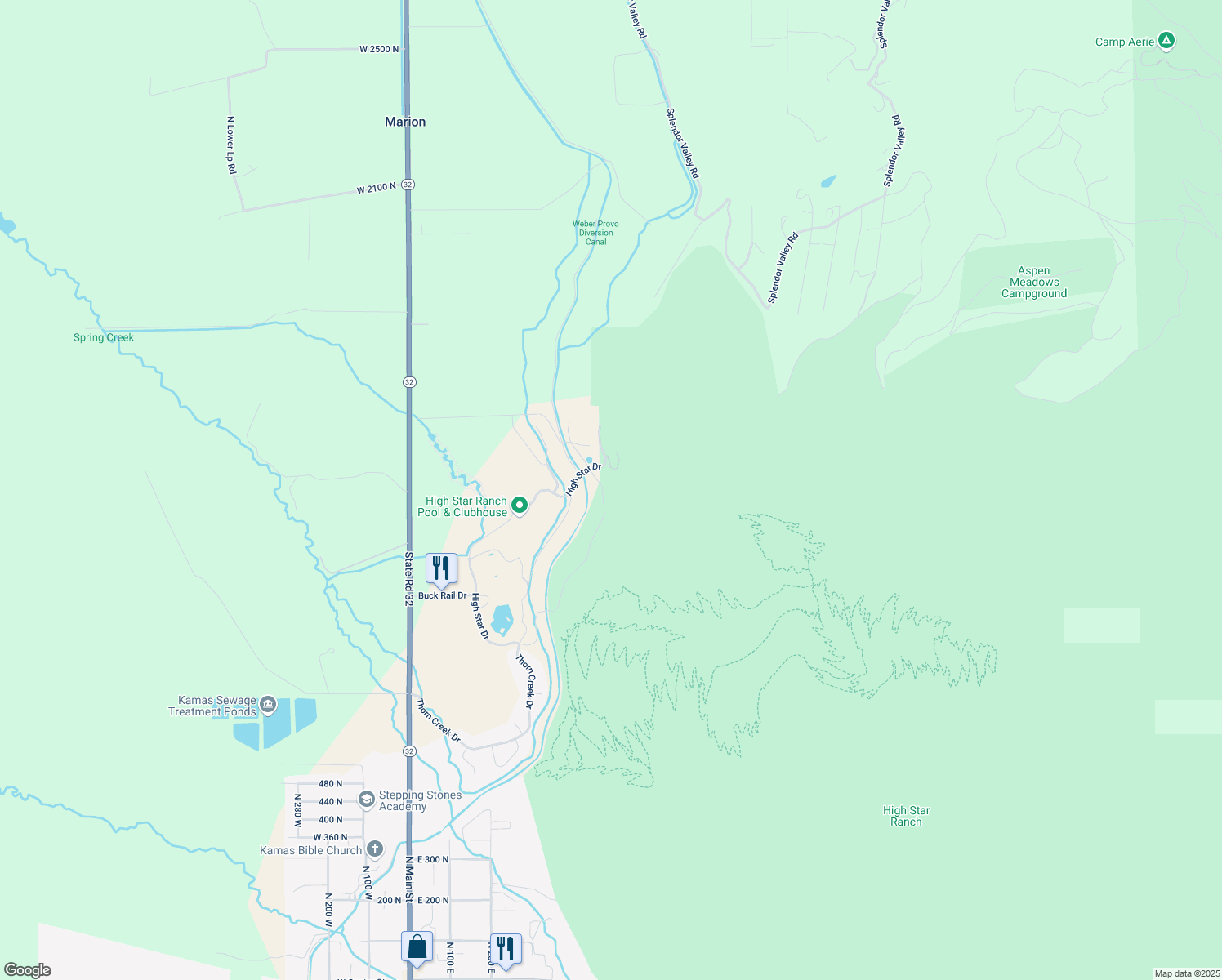 map of restaurants, bars, coffee shops, grocery stores, and more near 1228 Wasatch View Drive in Kamas