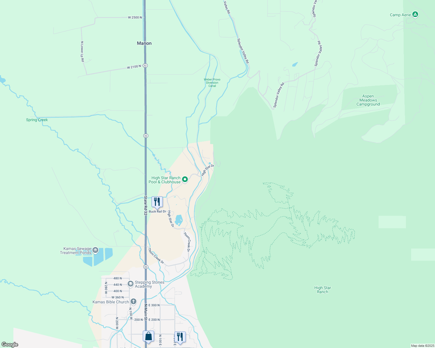 map of restaurants, bars, coffee shops, grocery stores, and more near 1228 Wasatch View Drive in Kamas