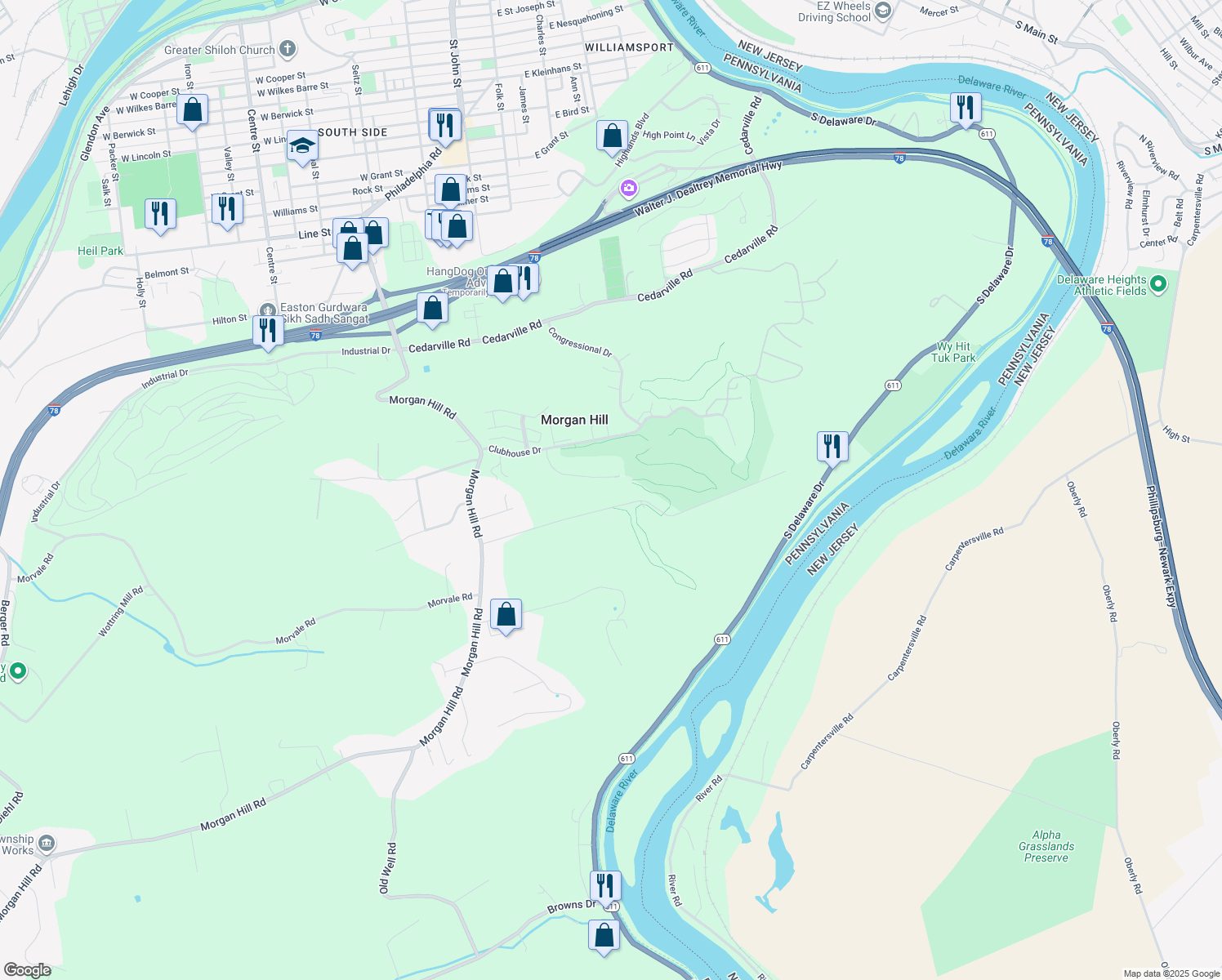 map of restaurants, bars, coffee shops, grocery stores, and more near 170 Pine Valley Terrace in Easton
