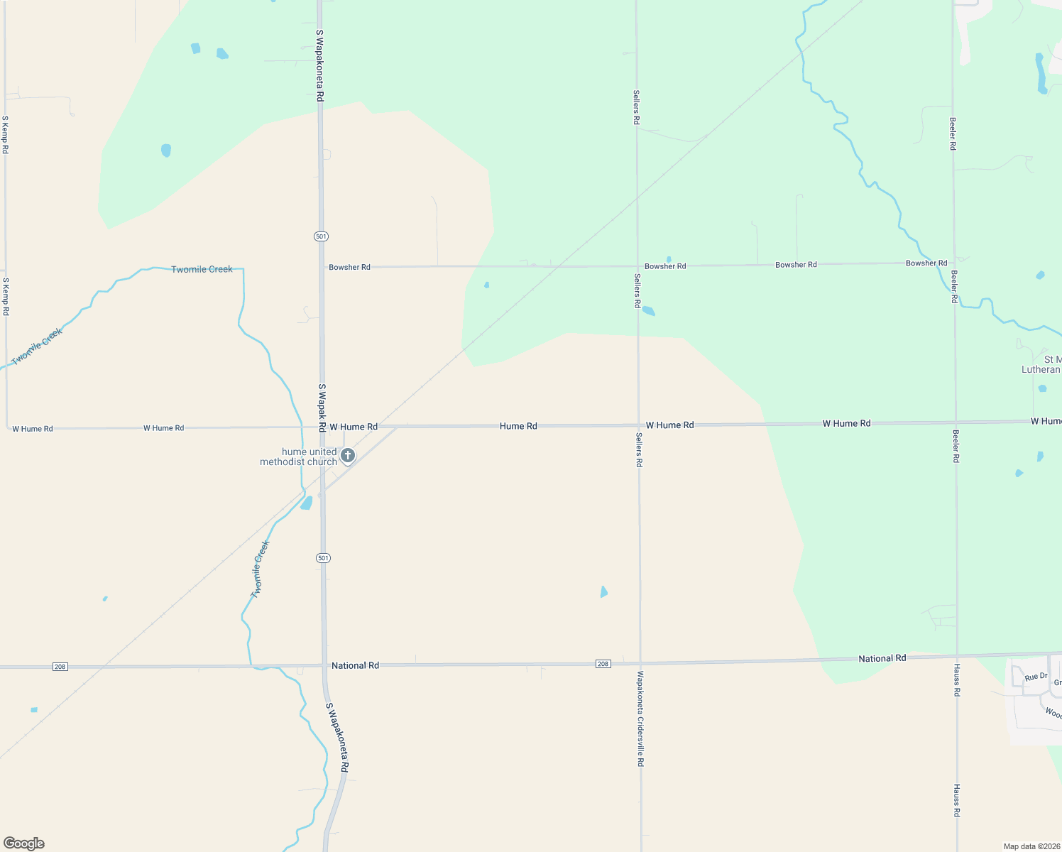 map of restaurants, bars, coffee shops, grocery stores, and more near 4801 West Hume Road in Lima