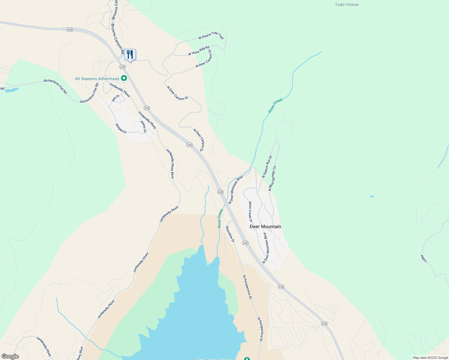 map of restaurants, bars, coffee shops, grocery stores, and more near 12774 North Deer Mountain Boulevard in Kamas