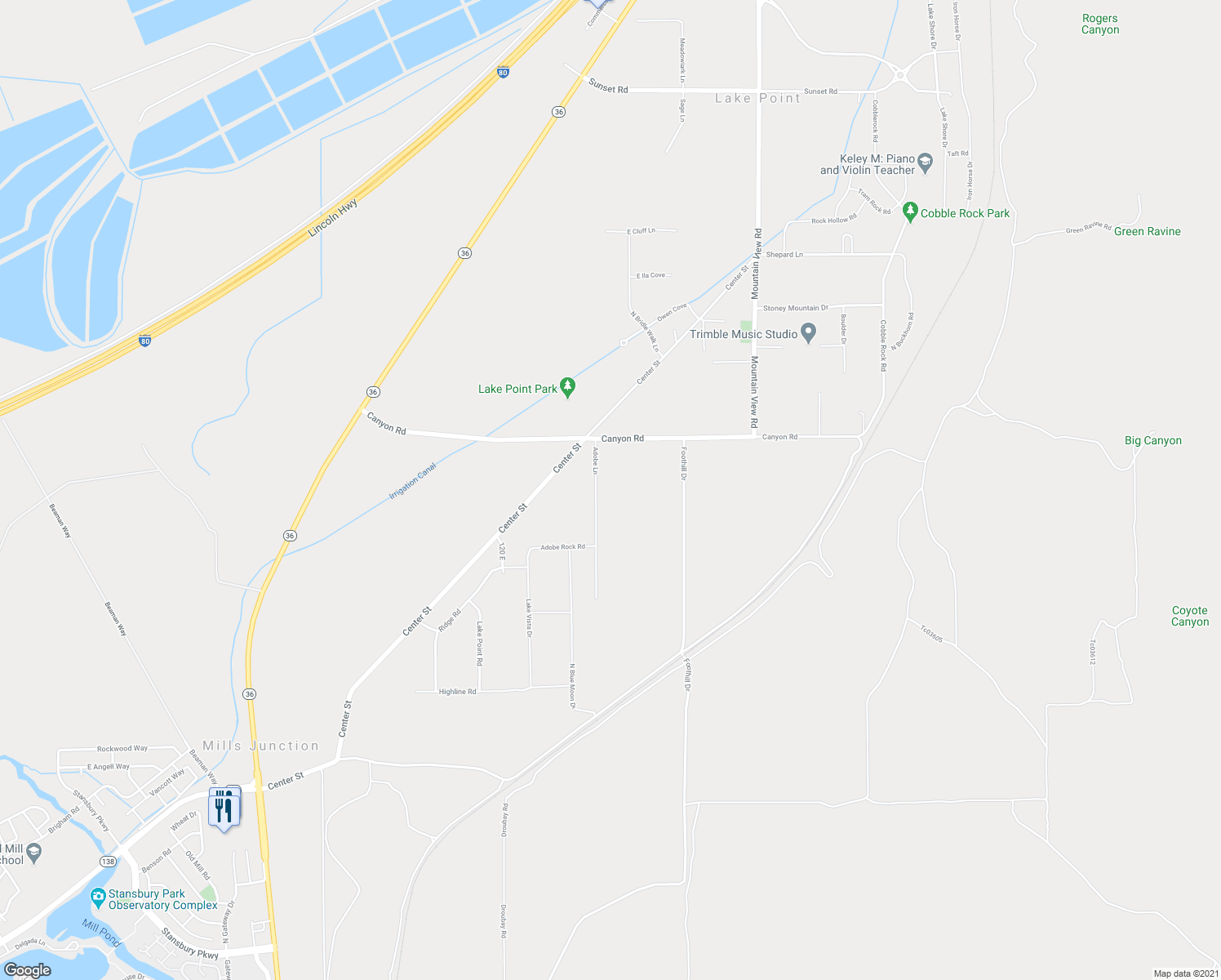 map of restaurants, bars, coffee shops, grocery stores, and more near 7488 Adobe Ln in Tooele