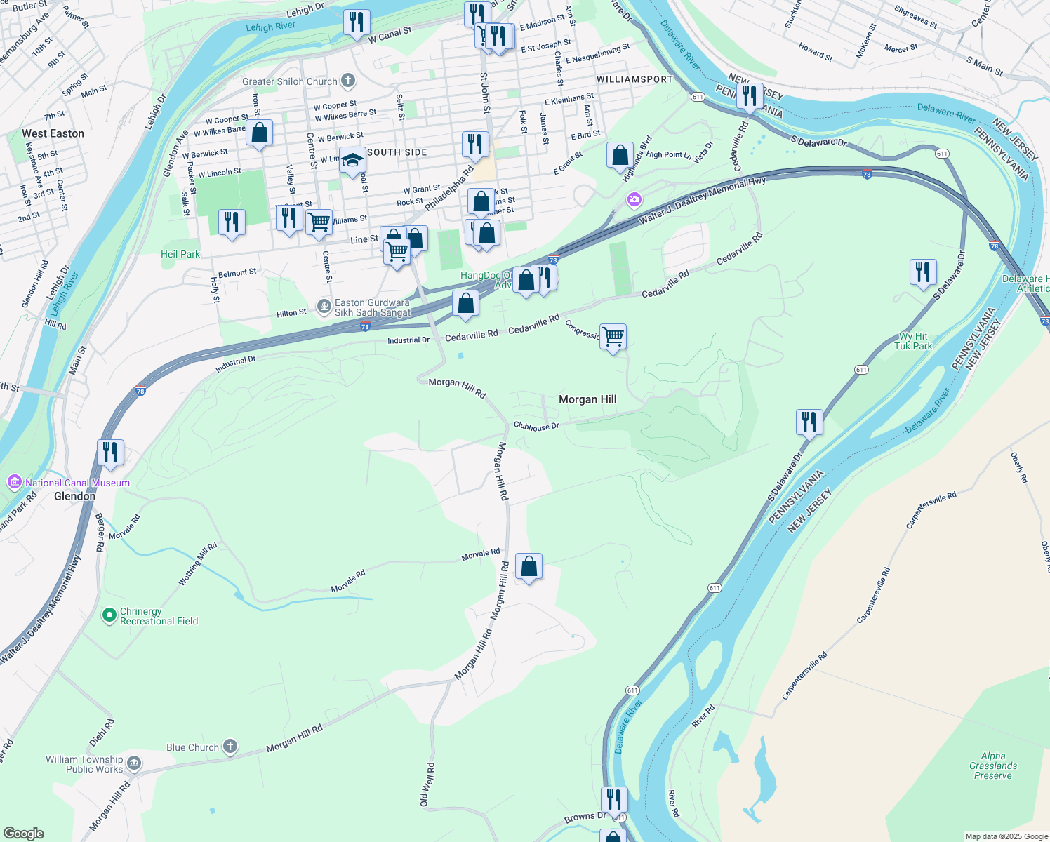 map of restaurants, bars, coffee shops, grocery stores, and more near 1121 Old Course Lane in Easton