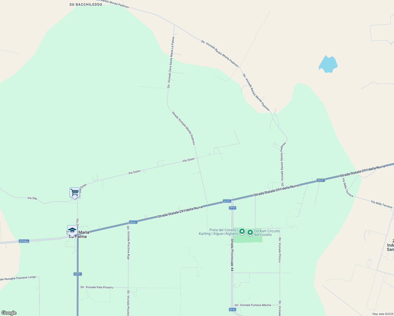 map of restaurants, bars, coffee shops, grocery stores, and more near 54 Via Ozieri in Città metropolitana di Sassari
