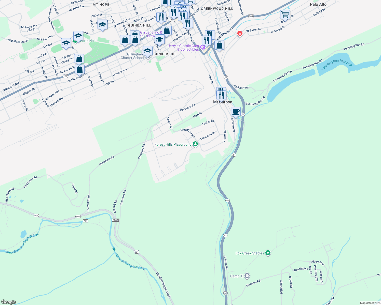 map of restaurants, bars, coffee shops, grocery stores, and more near 211 Deerfield Dr in Pottsville