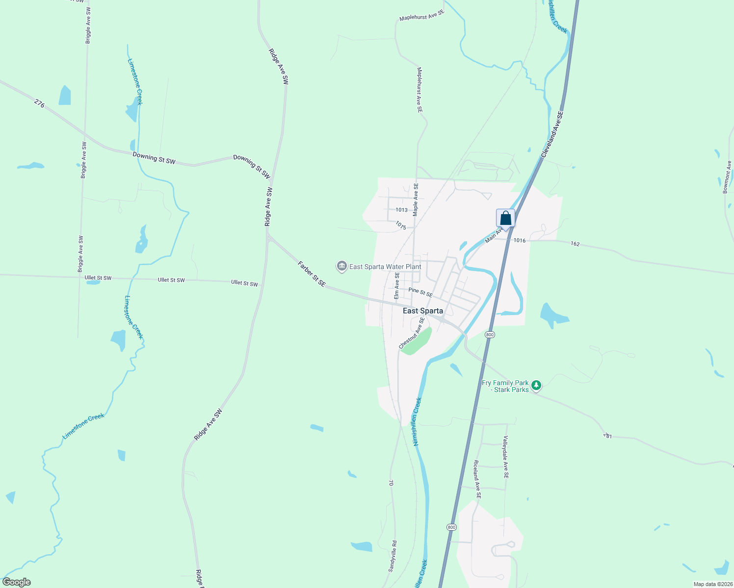 map of restaurants, bars, coffee shops, grocery stores, and more near 1733 Farber Street Southeast in East Sparta