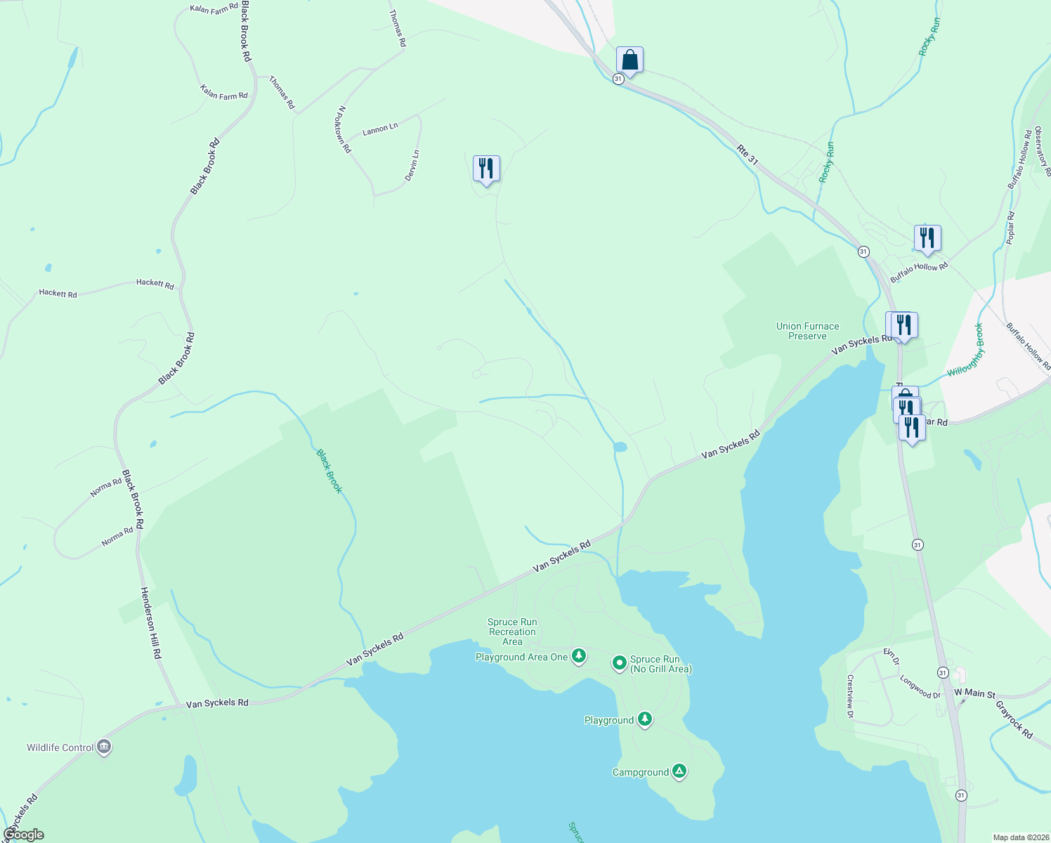 map of restaurants, bars, coffee shops, grocery stores, and more near 16 South Polktown Road in Hampton