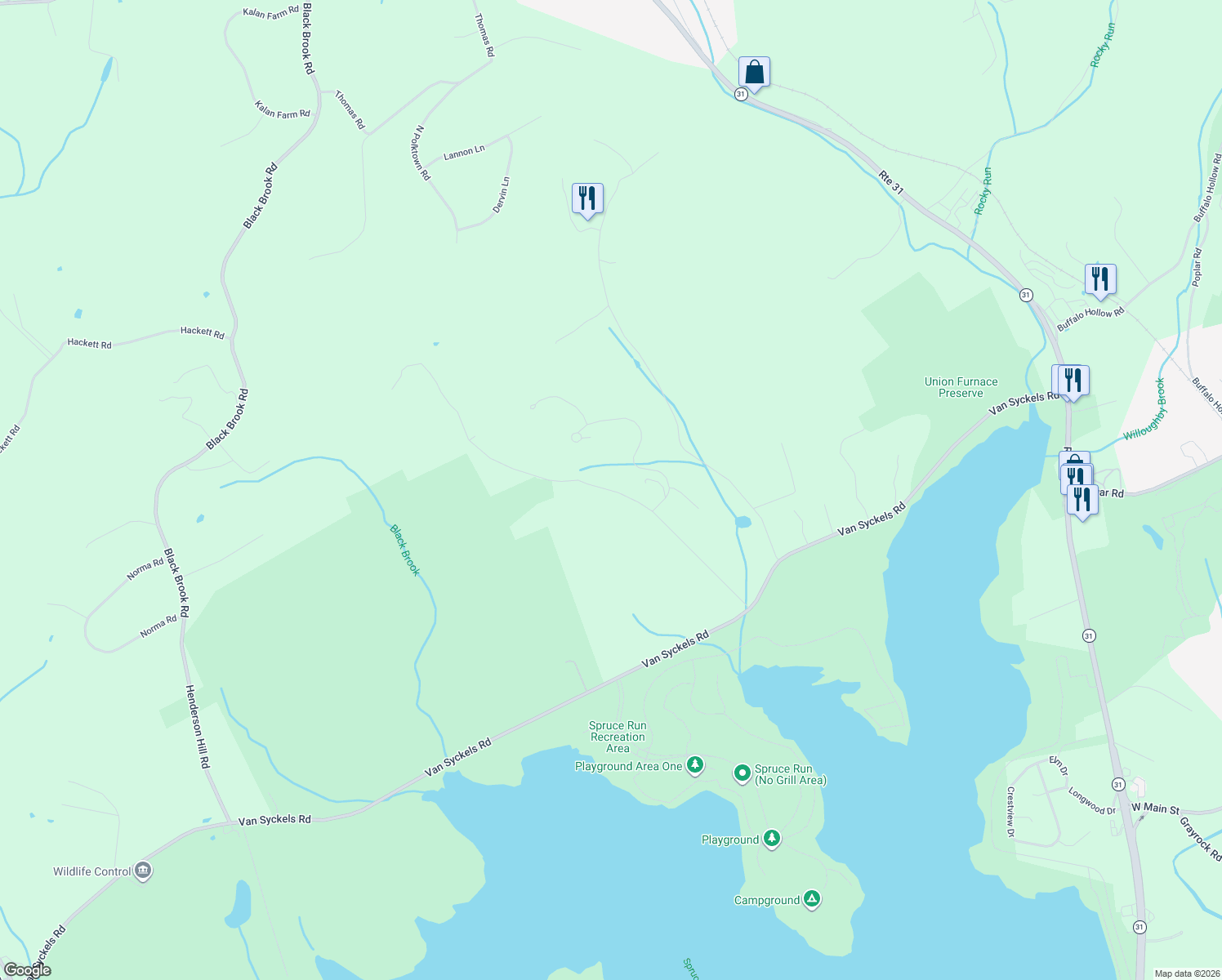 map of restaurants, bars, coffee shops, grocery stores, and more near 16 South Polktown Road in Hampton