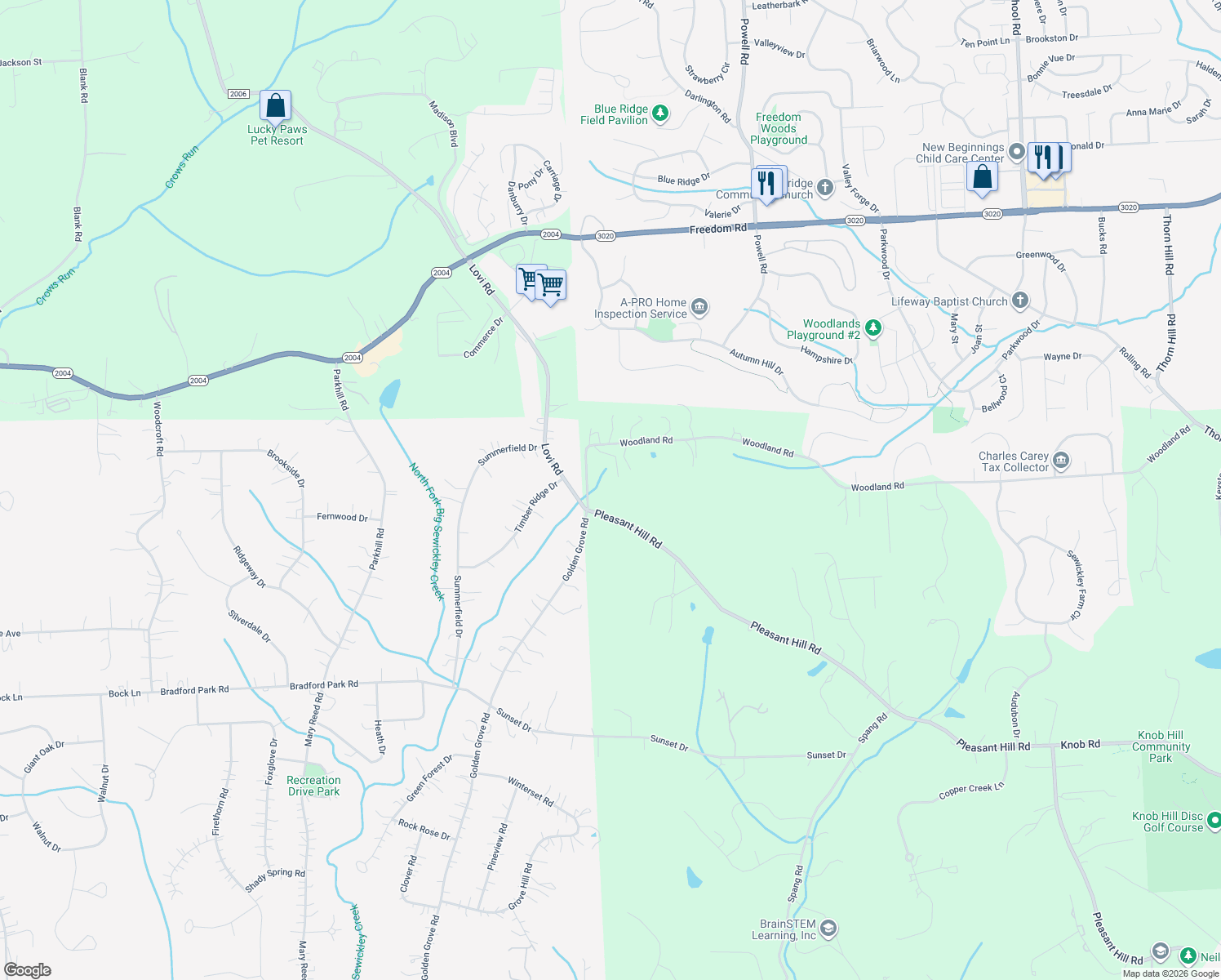 map of restaurants, bars, coffee shops, grocery stores, and more near 1125 Woodland Road in Baden