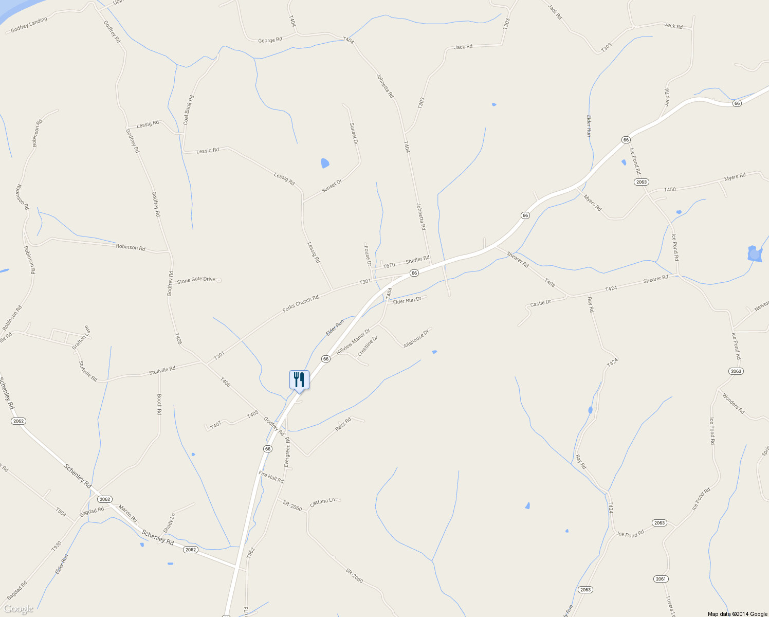 map of restaurants, bars, coffee shops, grocery stores, and more near 173 Hillview Manor Drive in Leechburg