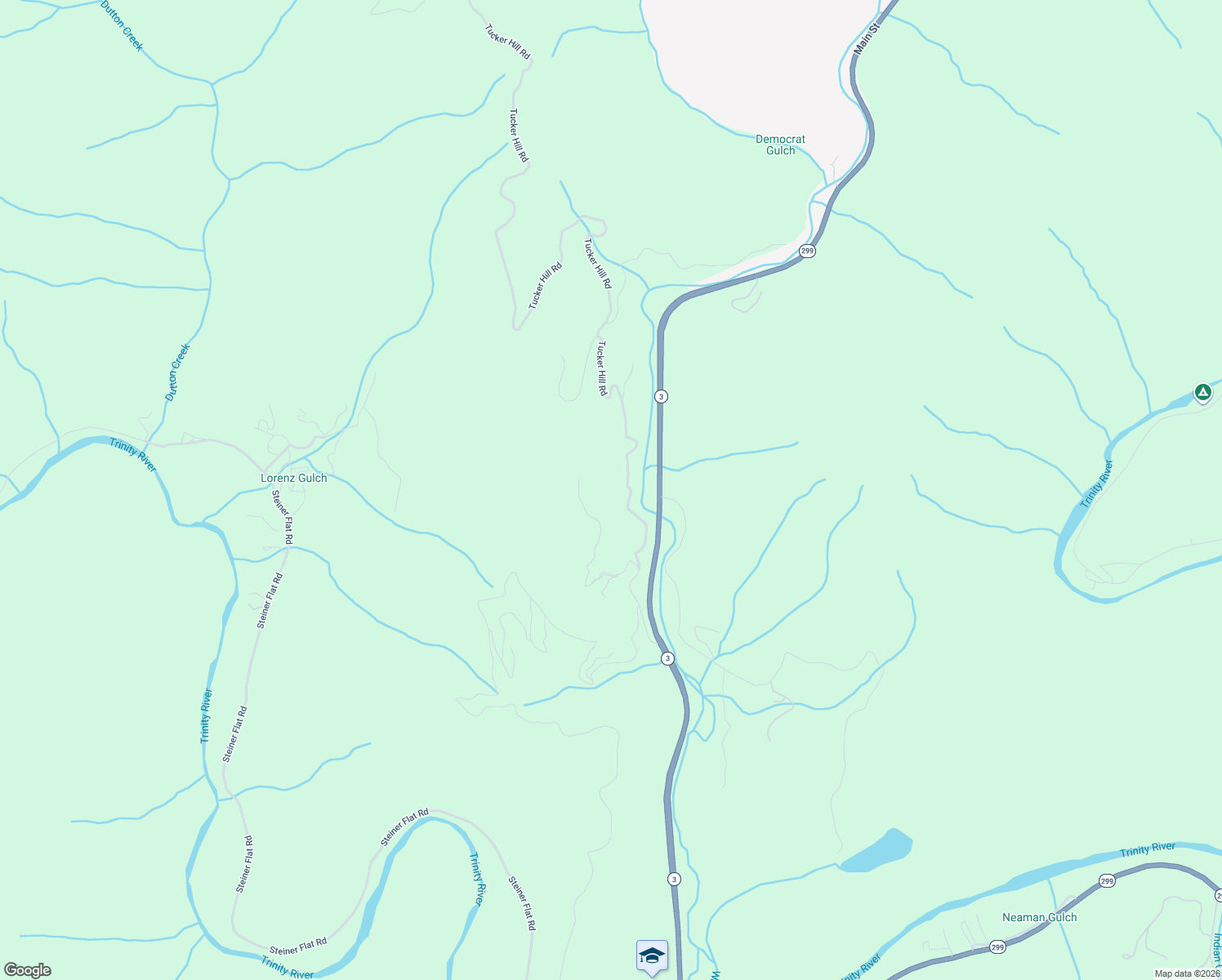 map of restaurants, bars, coffee shops, grocery stores, and more near Tucker Hill Road in Douglas City