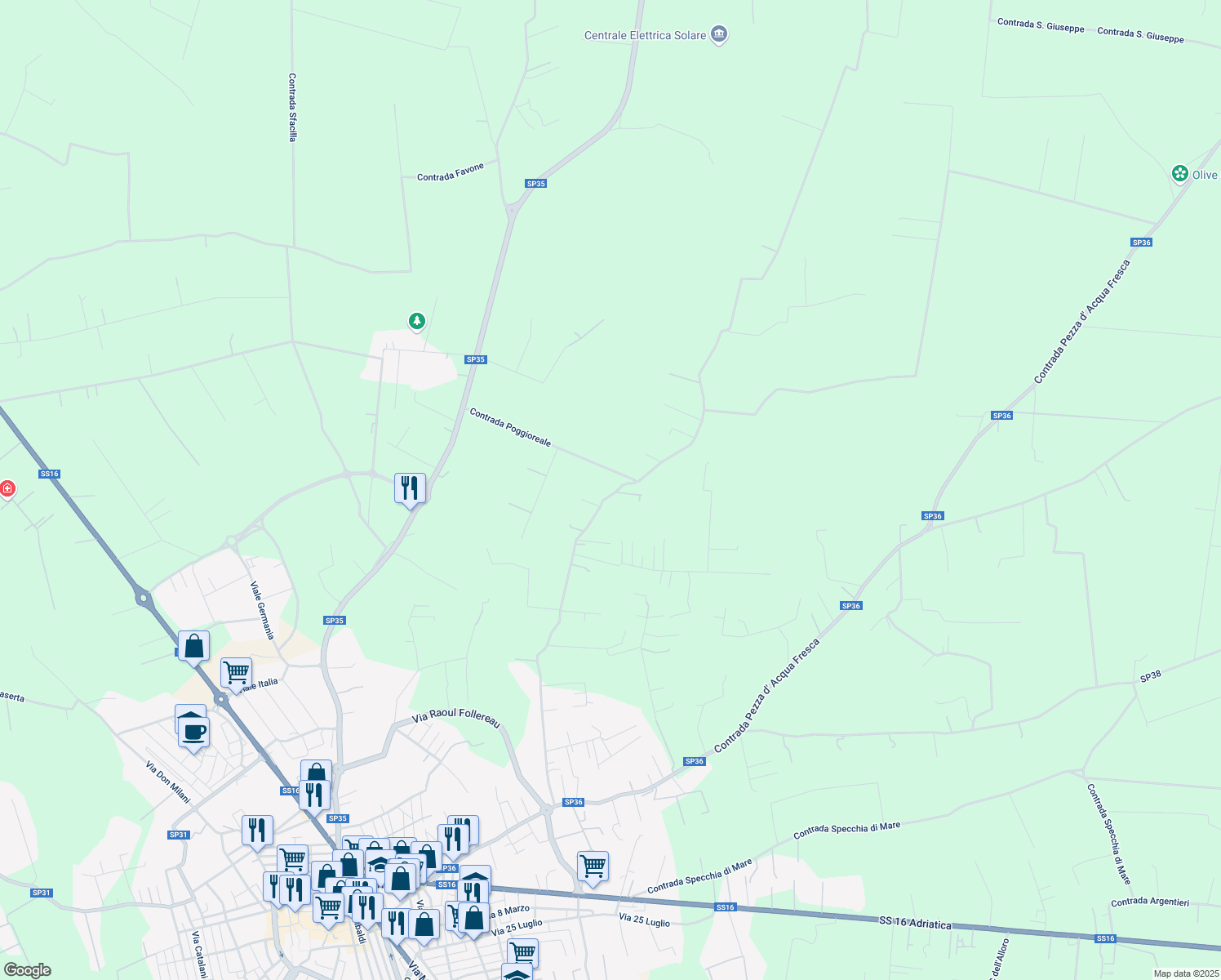 map of restaurants, bars, coffee shops, grocery stores, and more near in Province of Brindisi