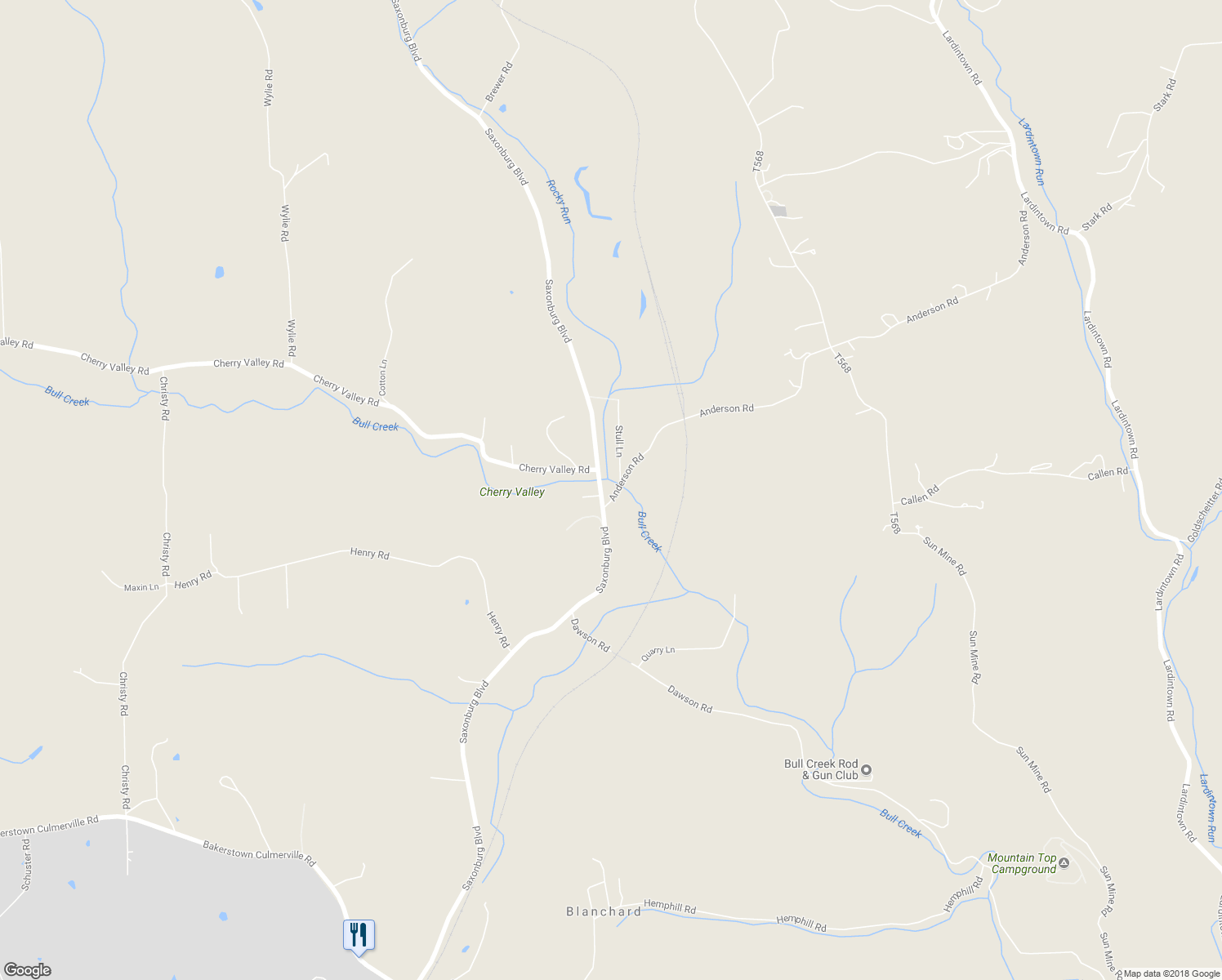 map of restaurants, bars, coffee shops, grocery stores, and more near 1133 Saxonburg Boulevard in Saxonburg