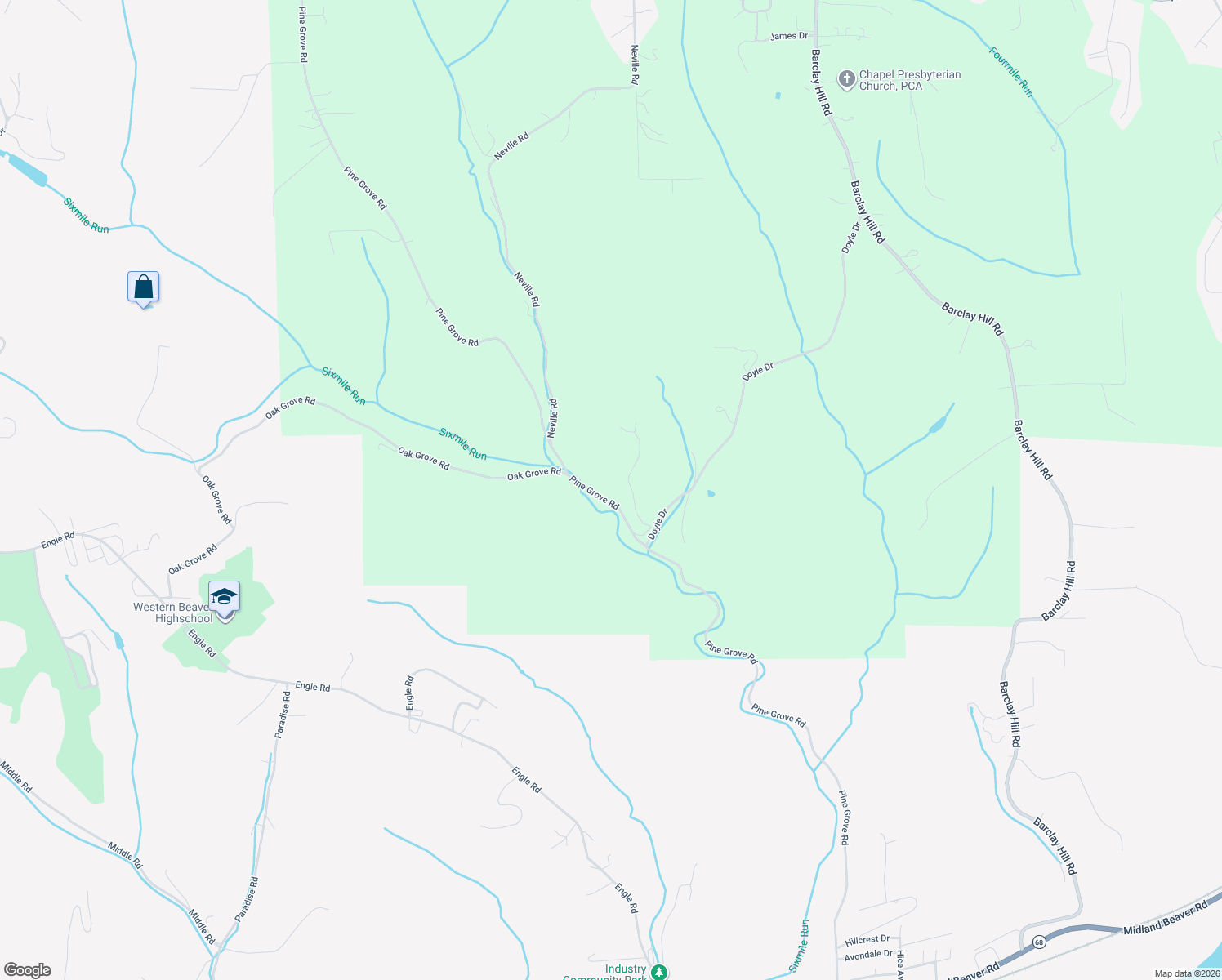map of restaurants, bars, coffee shops, grocery stores, and more near 2160 Pine Grove Road in Industry