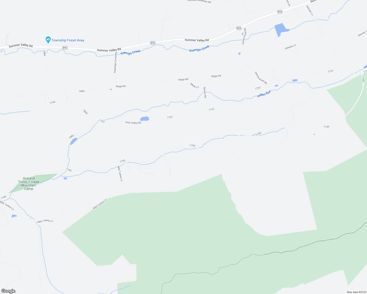 map of restaurants, bars, coffee shops, grocery stores, and more near Indian Run Road in New Ringgold