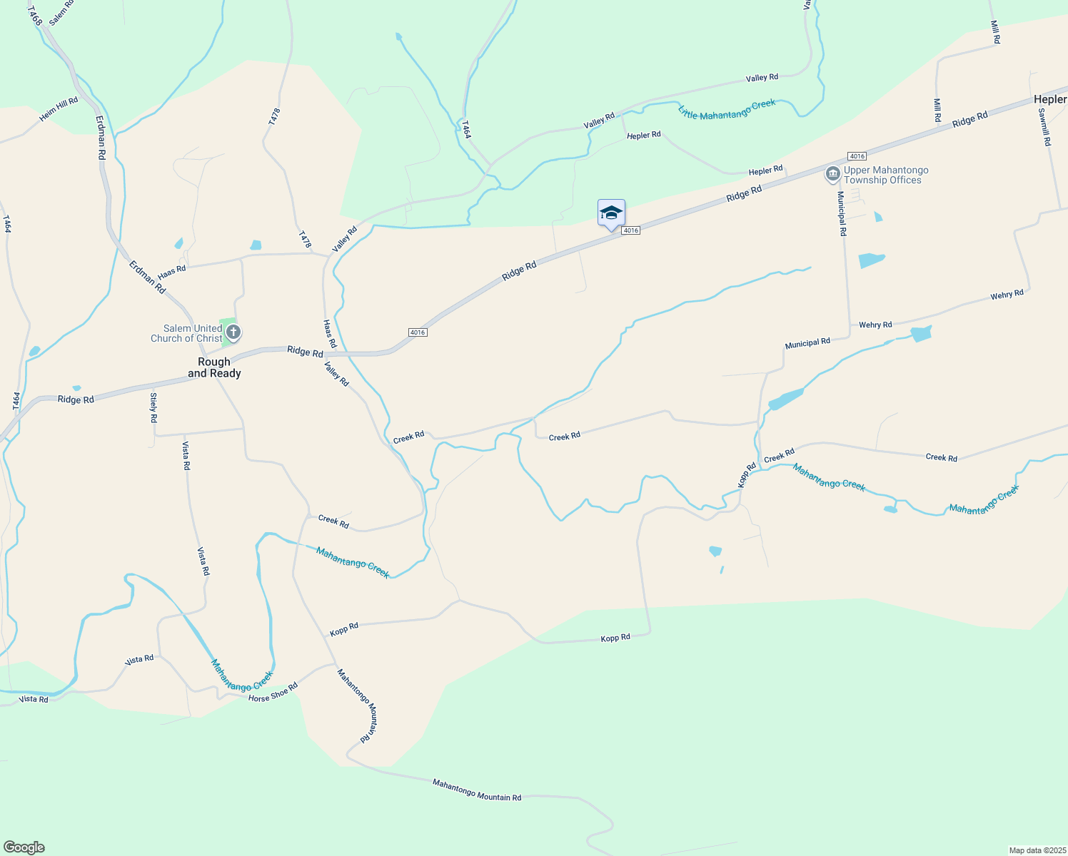 map of restaurants, bars, coffee shops, grocery stores, and more near 114 Creek Road in Klingerstown