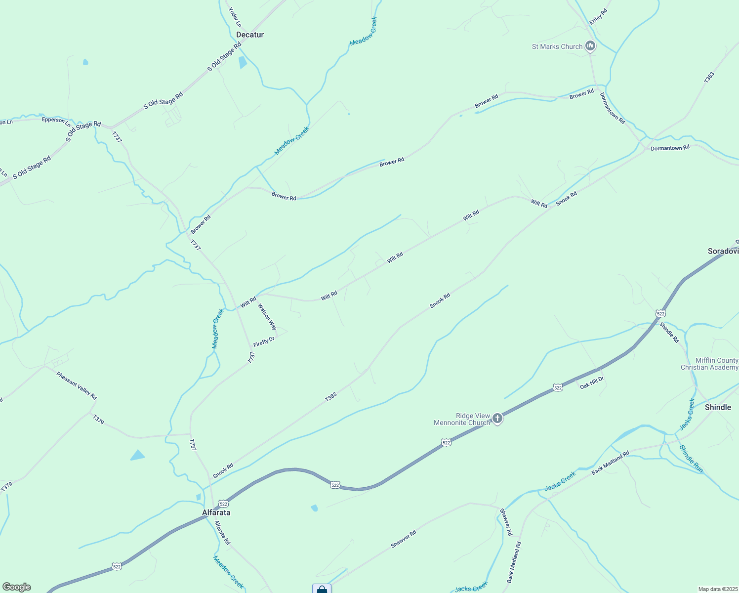 map of restaurants, bars, coffee shops, grocery stores, and more near 340 Wilt Road in McClure