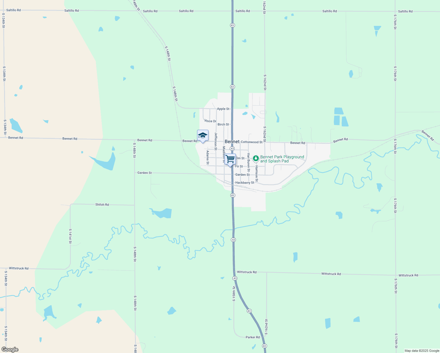 map of restaurants, bars, coffee shops, grocery stores, and more near 265 Garden Street in Bennet