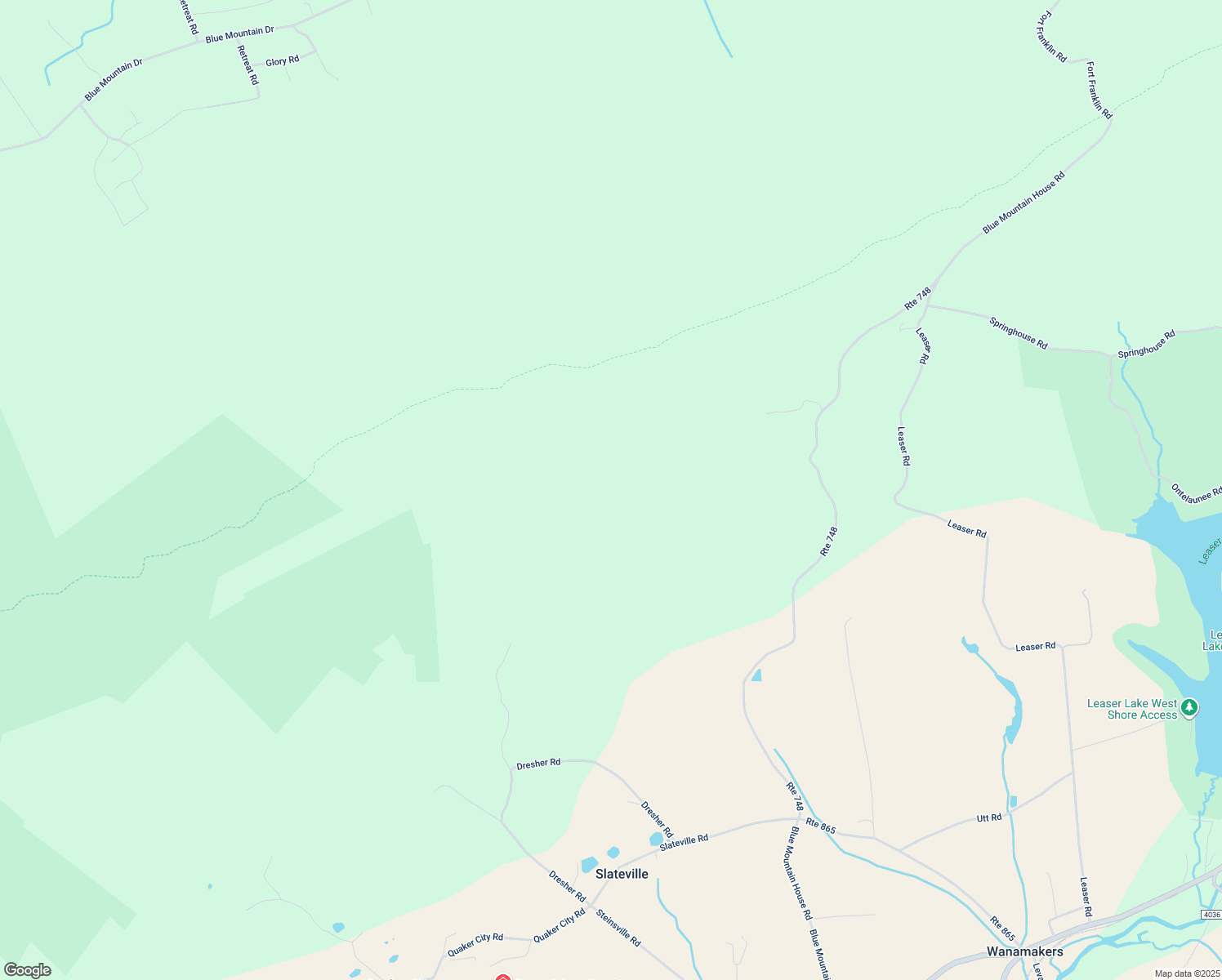 map of restaurants, bars, coffee shops, grocery stores, and more near 8046 Blue Mountain House Road in Kempton