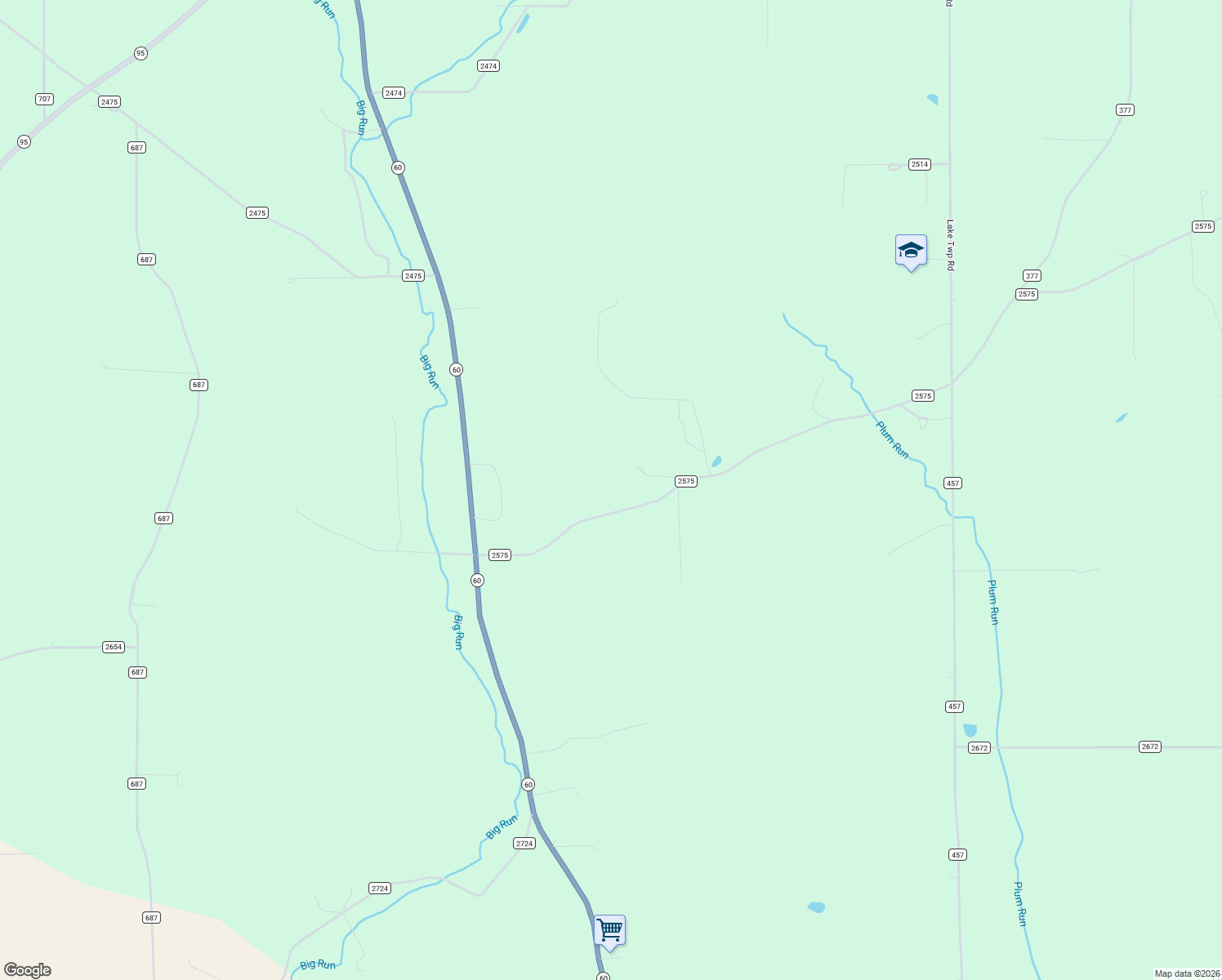 map of restaurants, bars, coffee shops, grocery stores, and more near 526 County Road 2575 in Loudonville