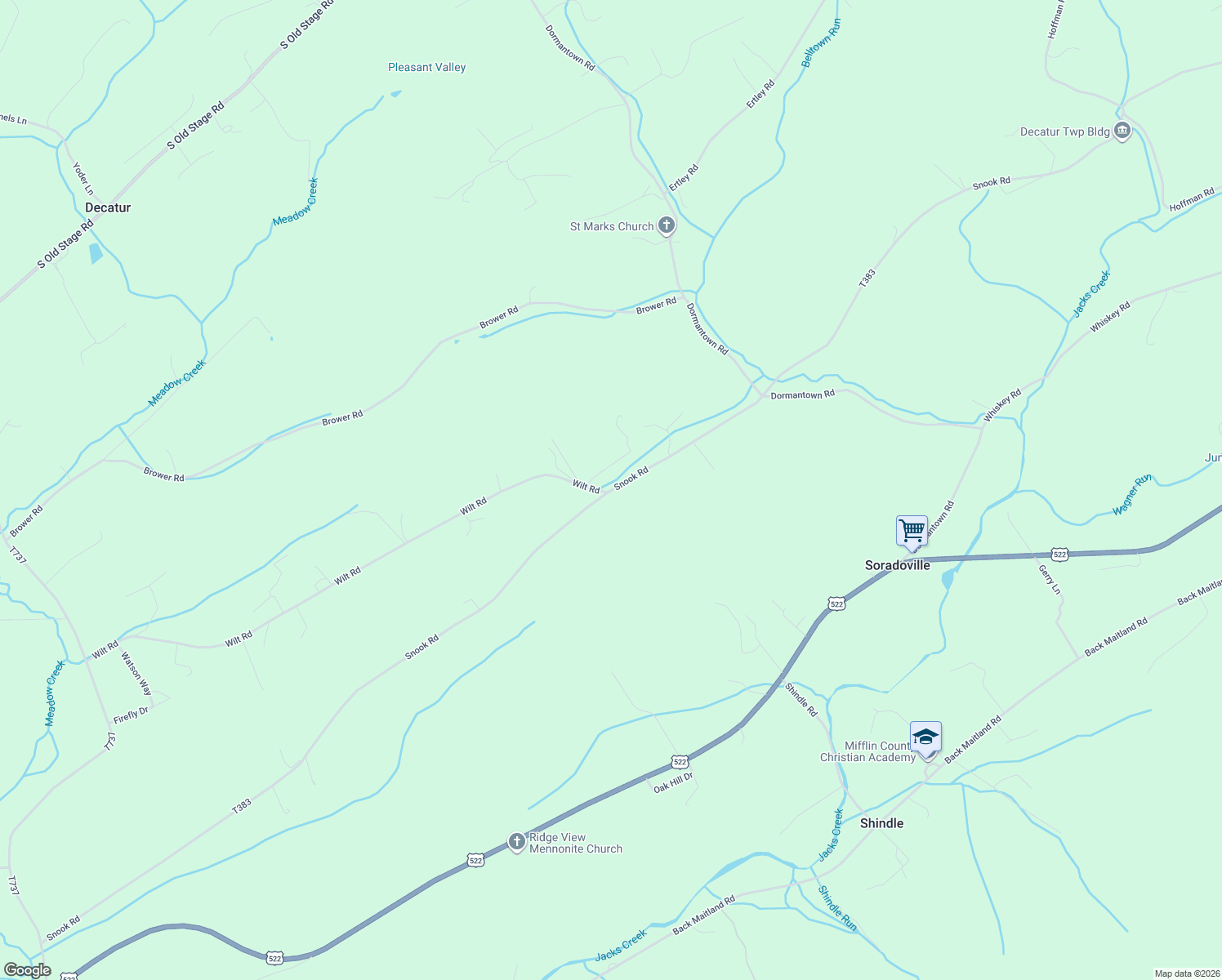 map of restaurants, bars, coffee shops, grocery stores, and more near 17 Snook Road in McClure