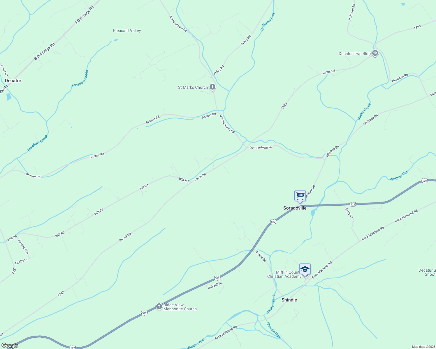 map of restaurants, bars, coffee shops, grocery stores, and more near 1199 Snook Road in McClure