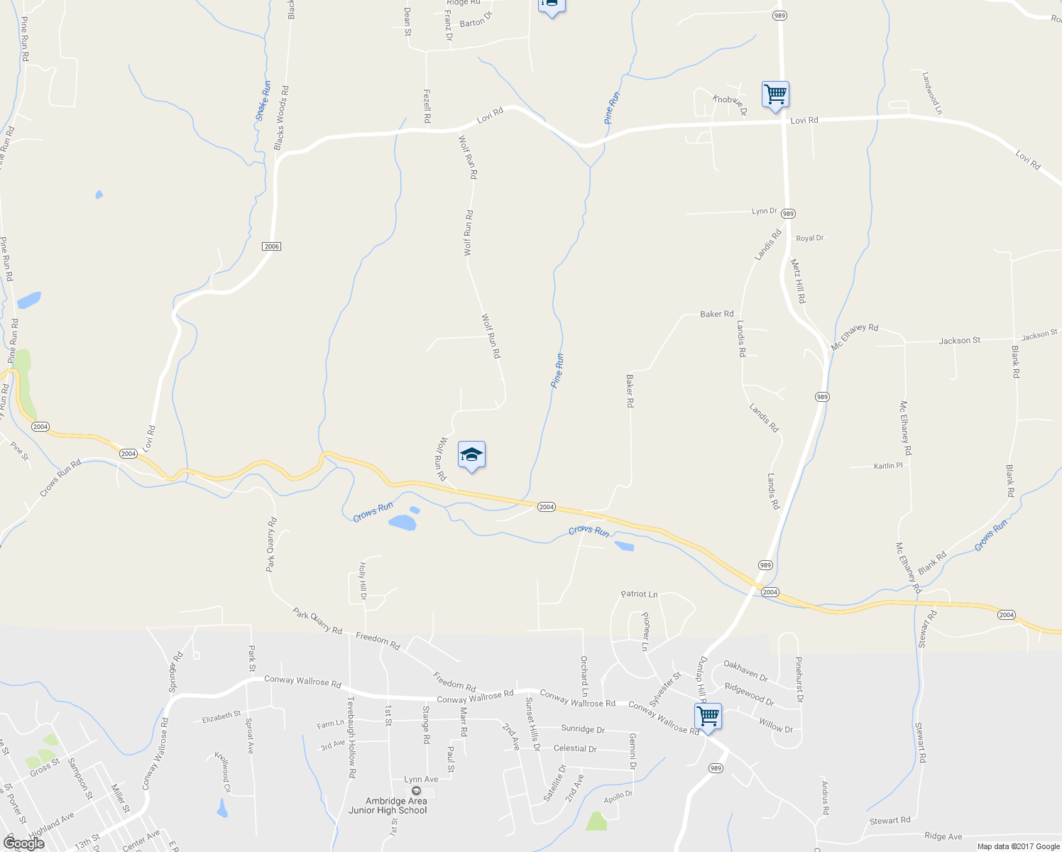 map of restaurants, bars, coffee shops, grocery stores, and more near 187 Wolf Run Road in Freedom